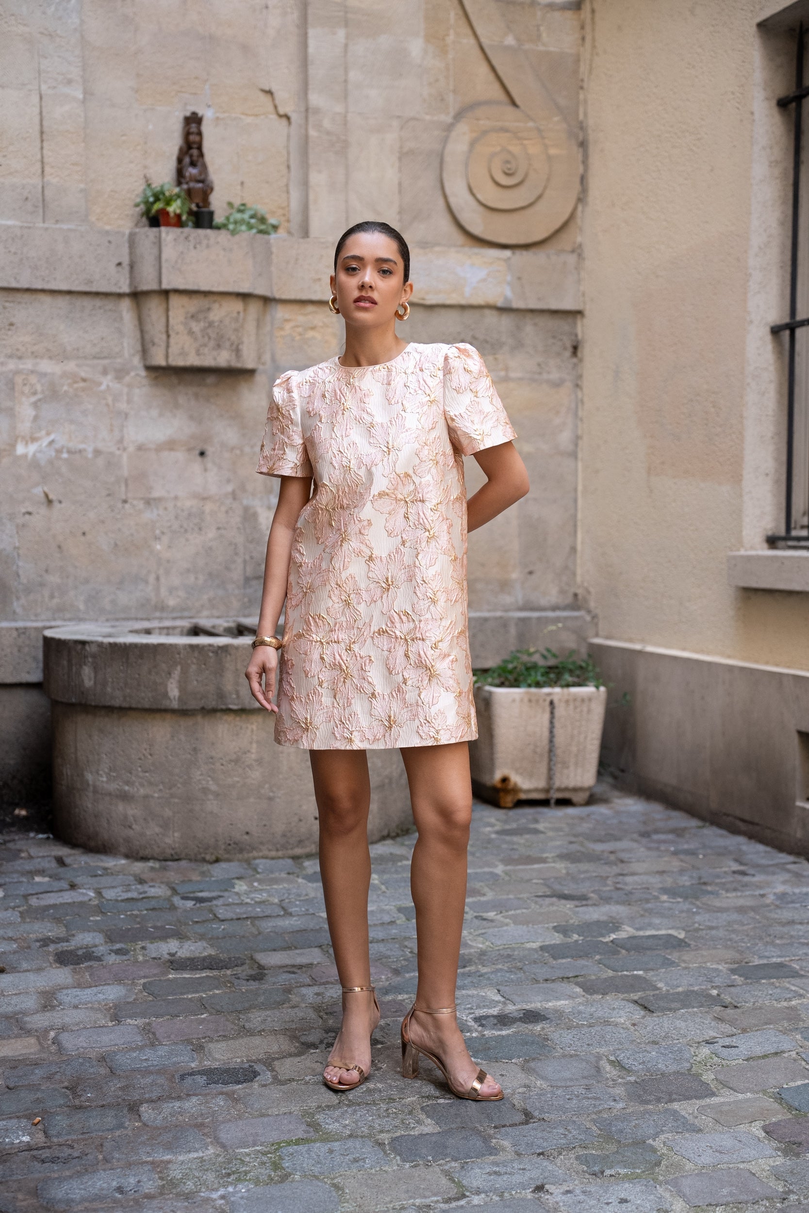 Robe jacquard fleuri