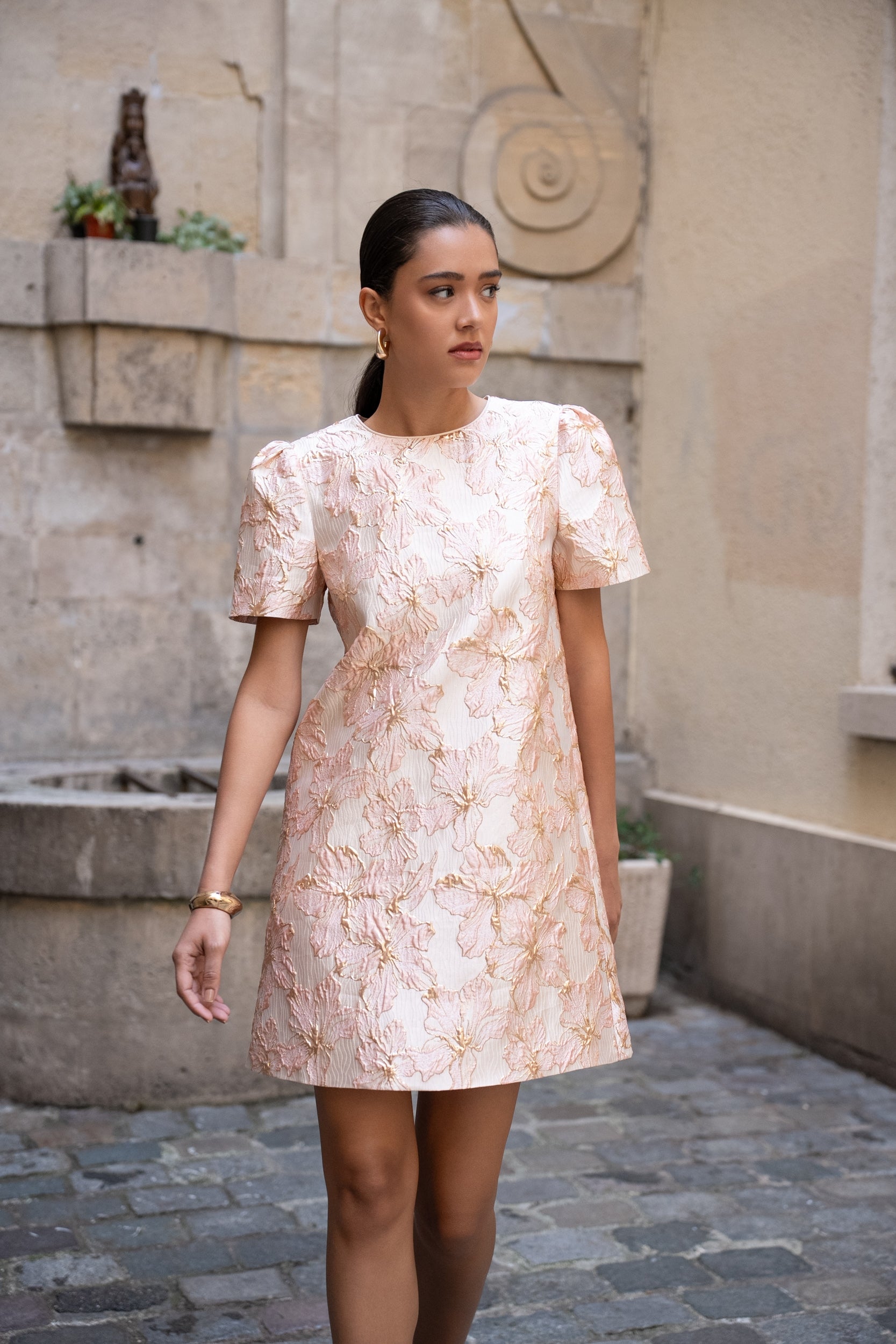 Robe jacquard fleuri