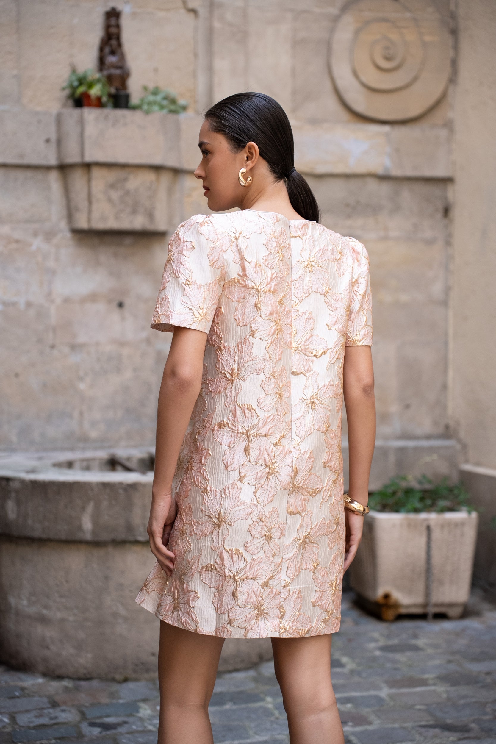 Robe jacquard fleuri