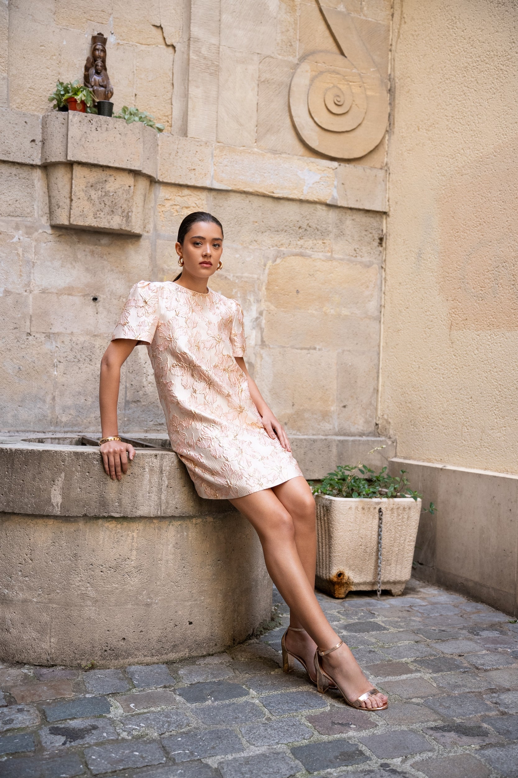 Robe jacquard fleuri
