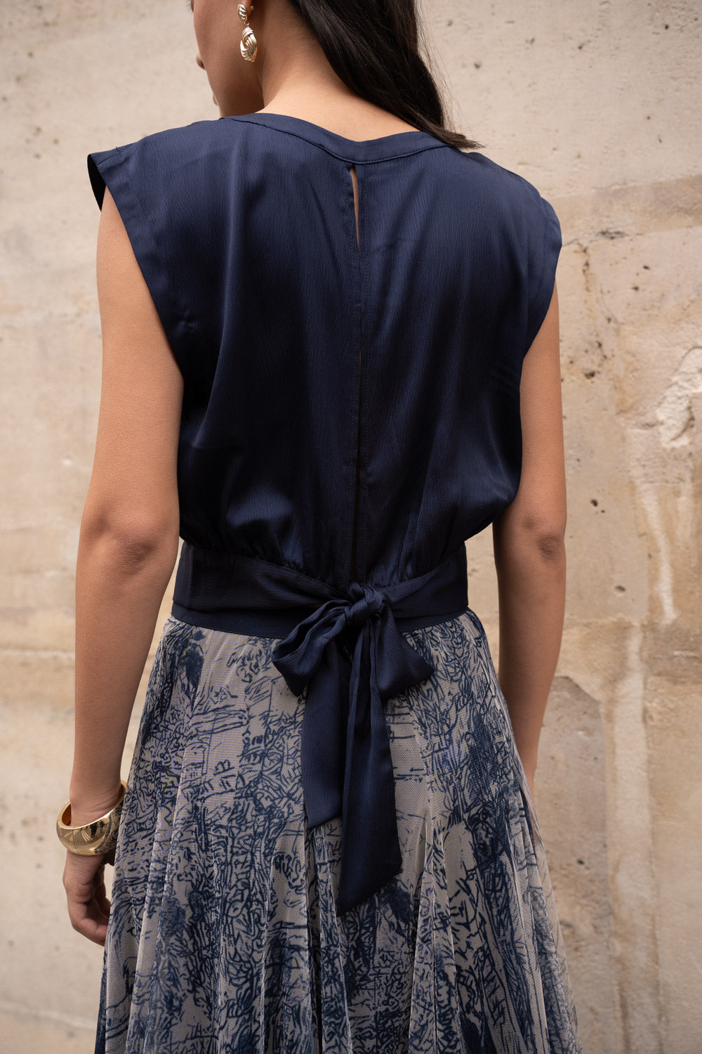 Crop-top soyeux Maguie noeud au dos
