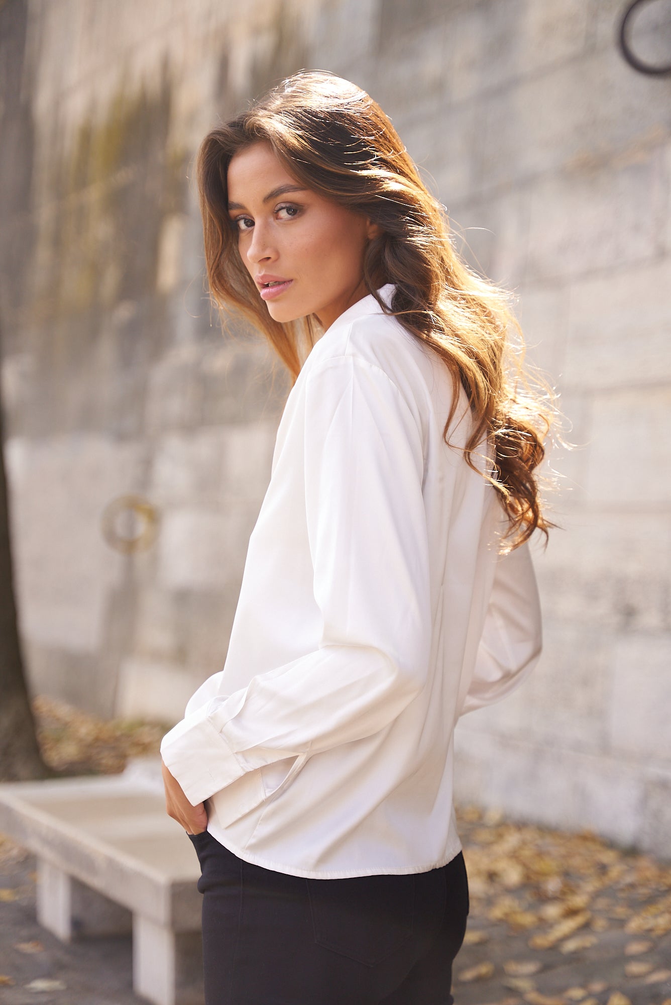 Chemise Paris satinée col pyjama