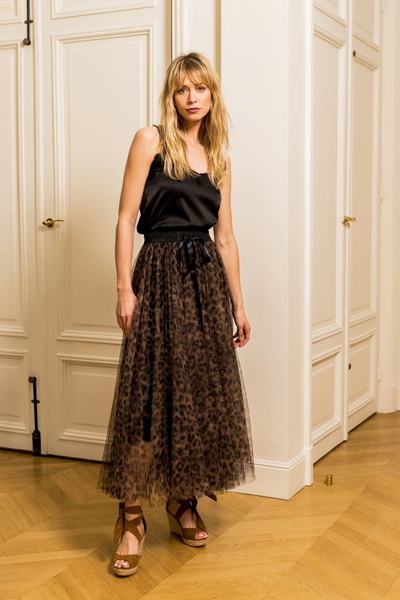Jupe Aria tulle grand léopard