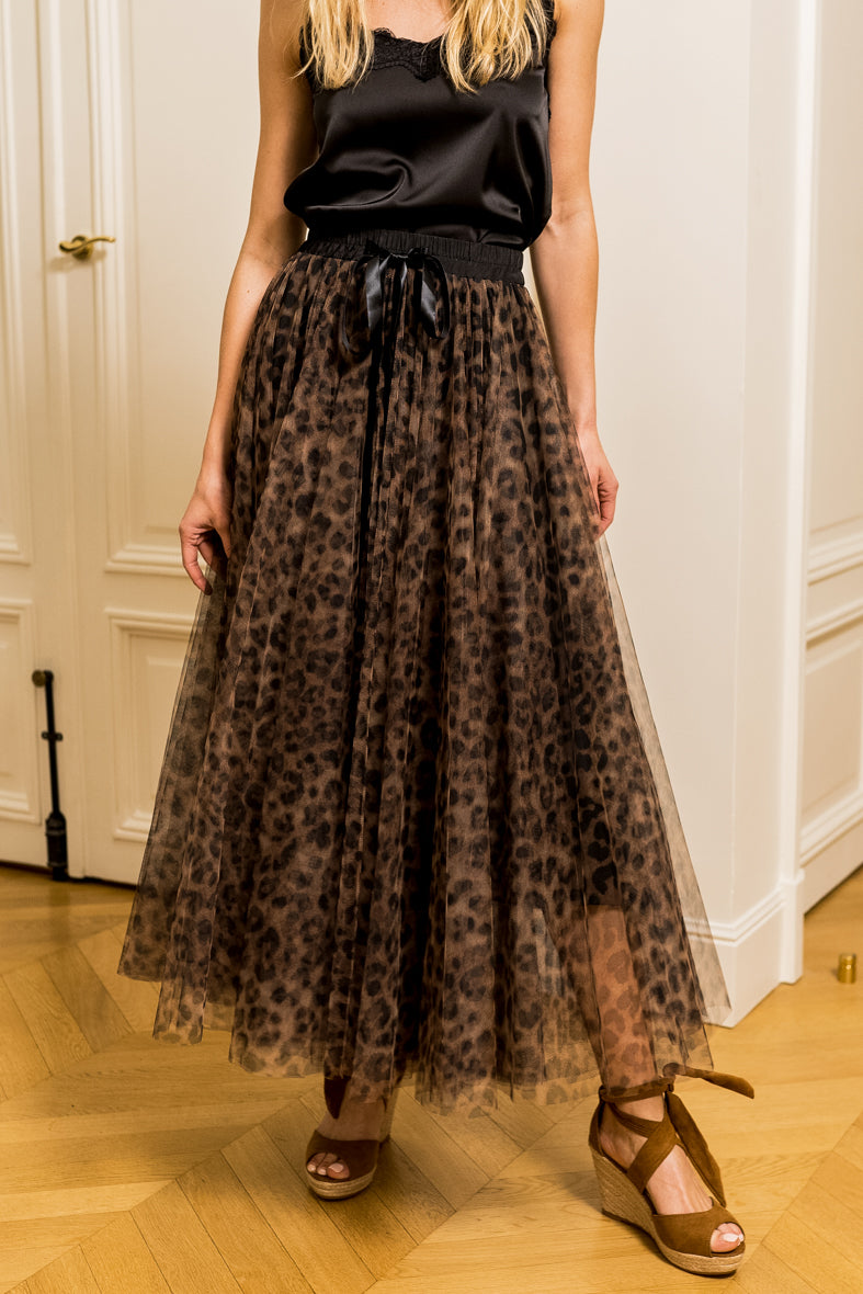 Jupe Aria tulle grand léopard