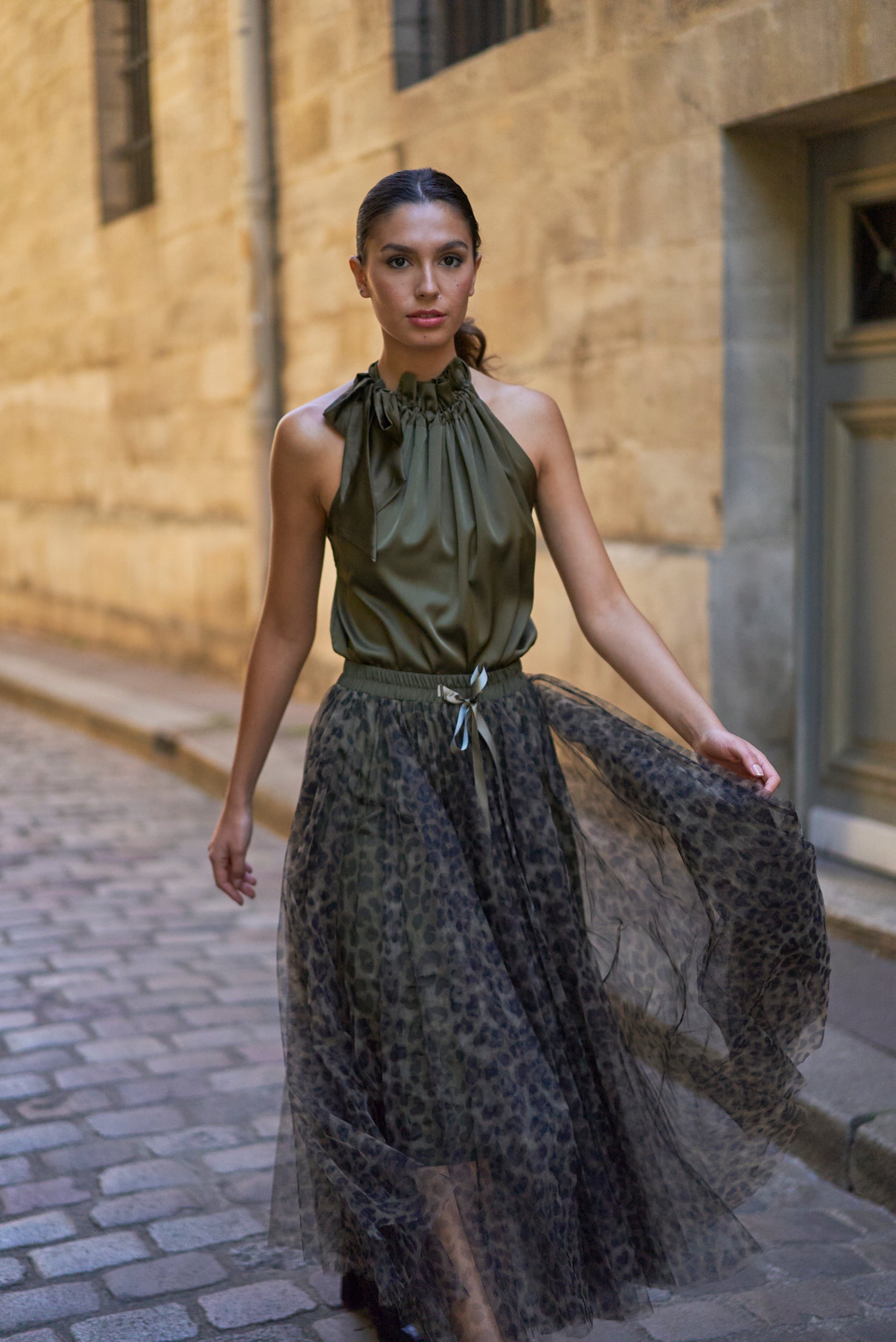 Jupe Aria tulle grand léopard