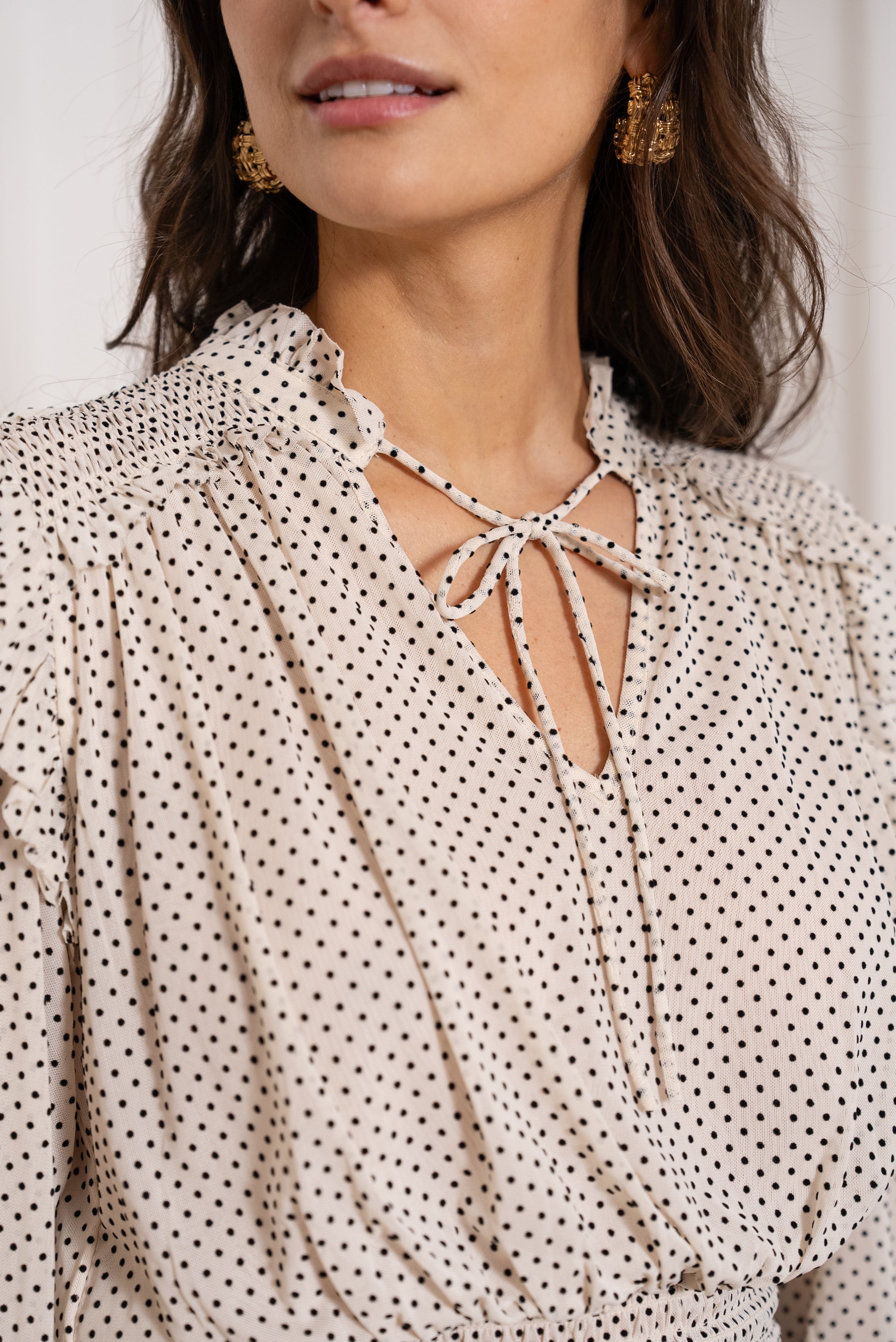 Blouse Coco en dentelle plumetis à pois