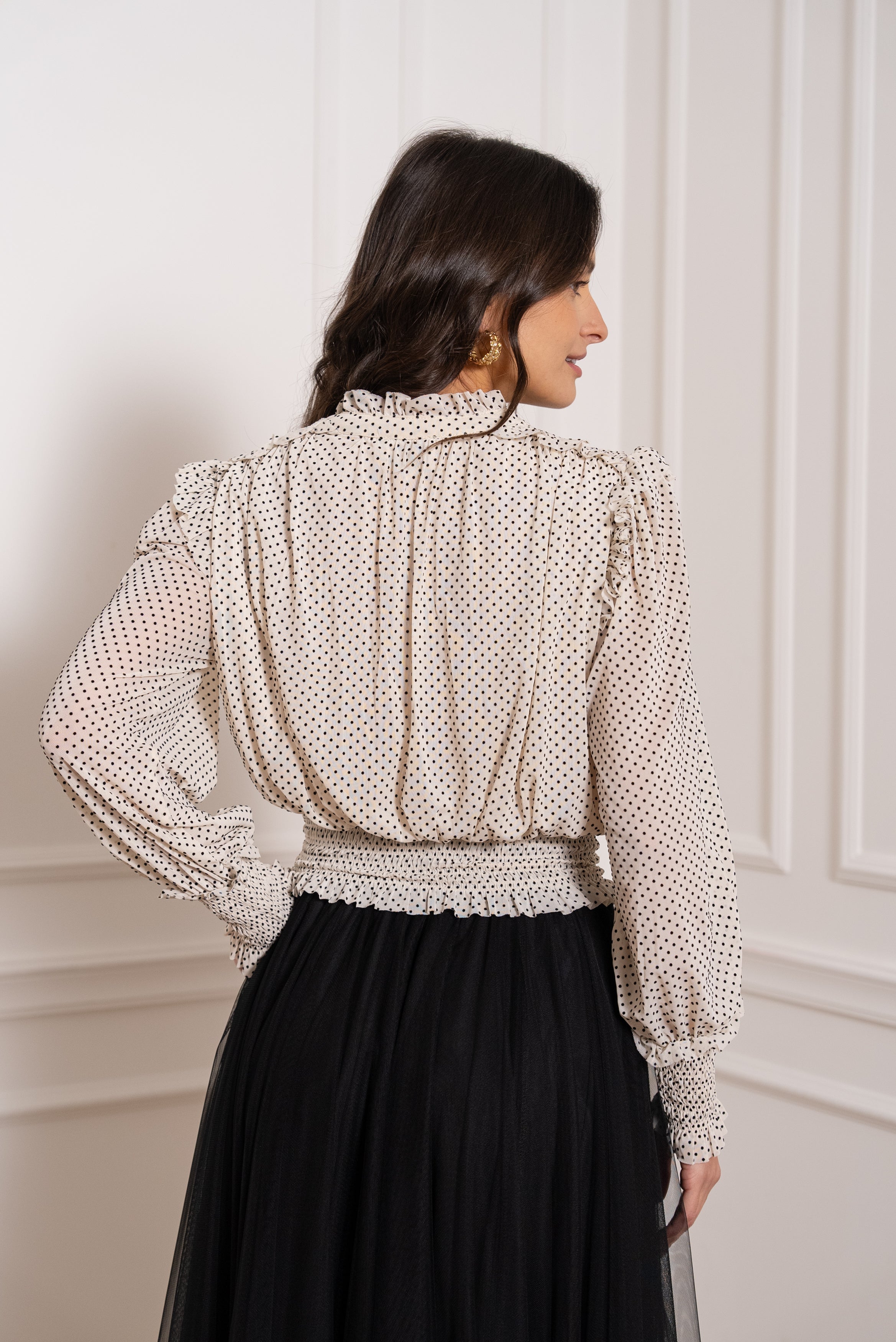 Blouse Coco en dentelle plumetis à pois