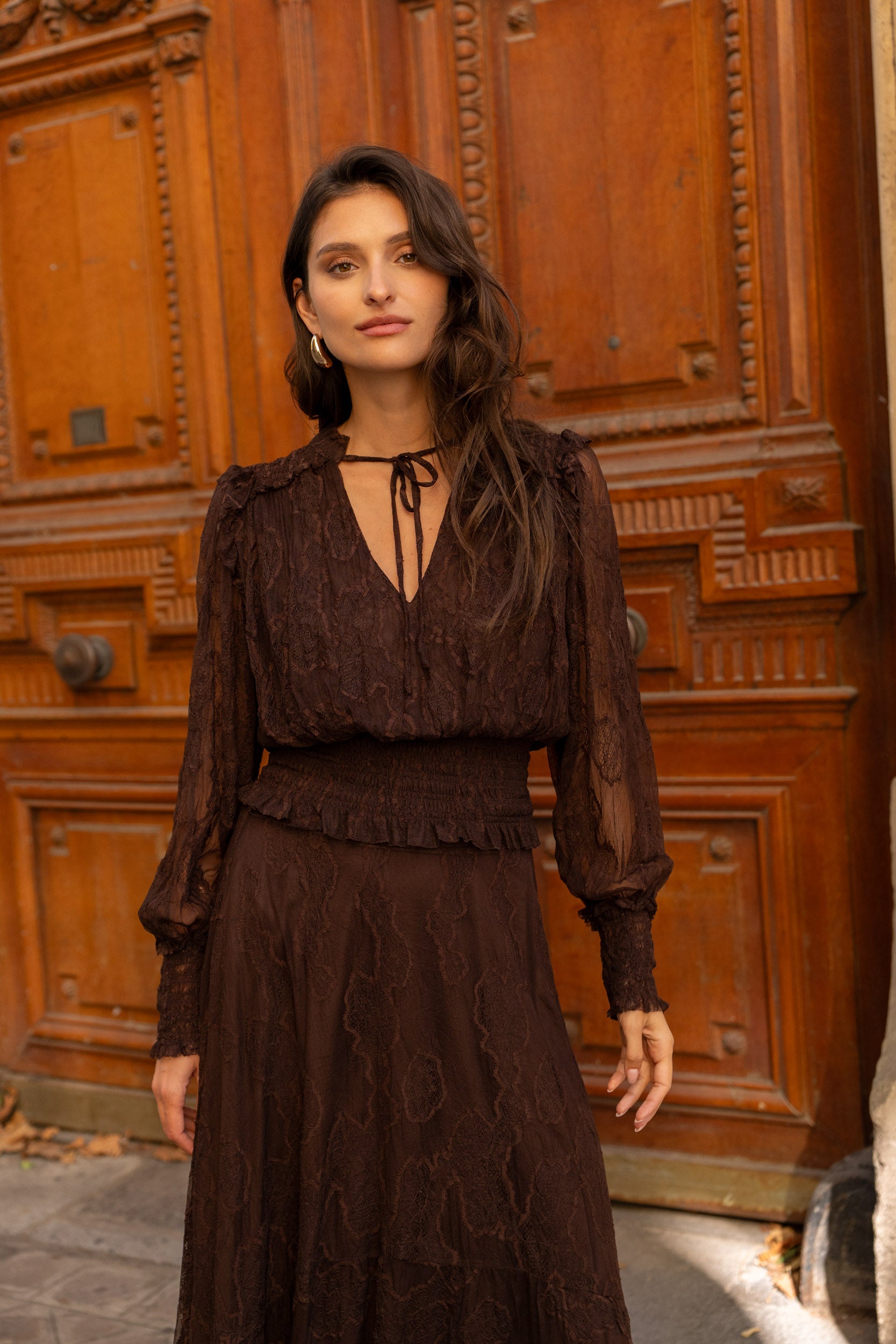 Blouse en dentelle smockée September