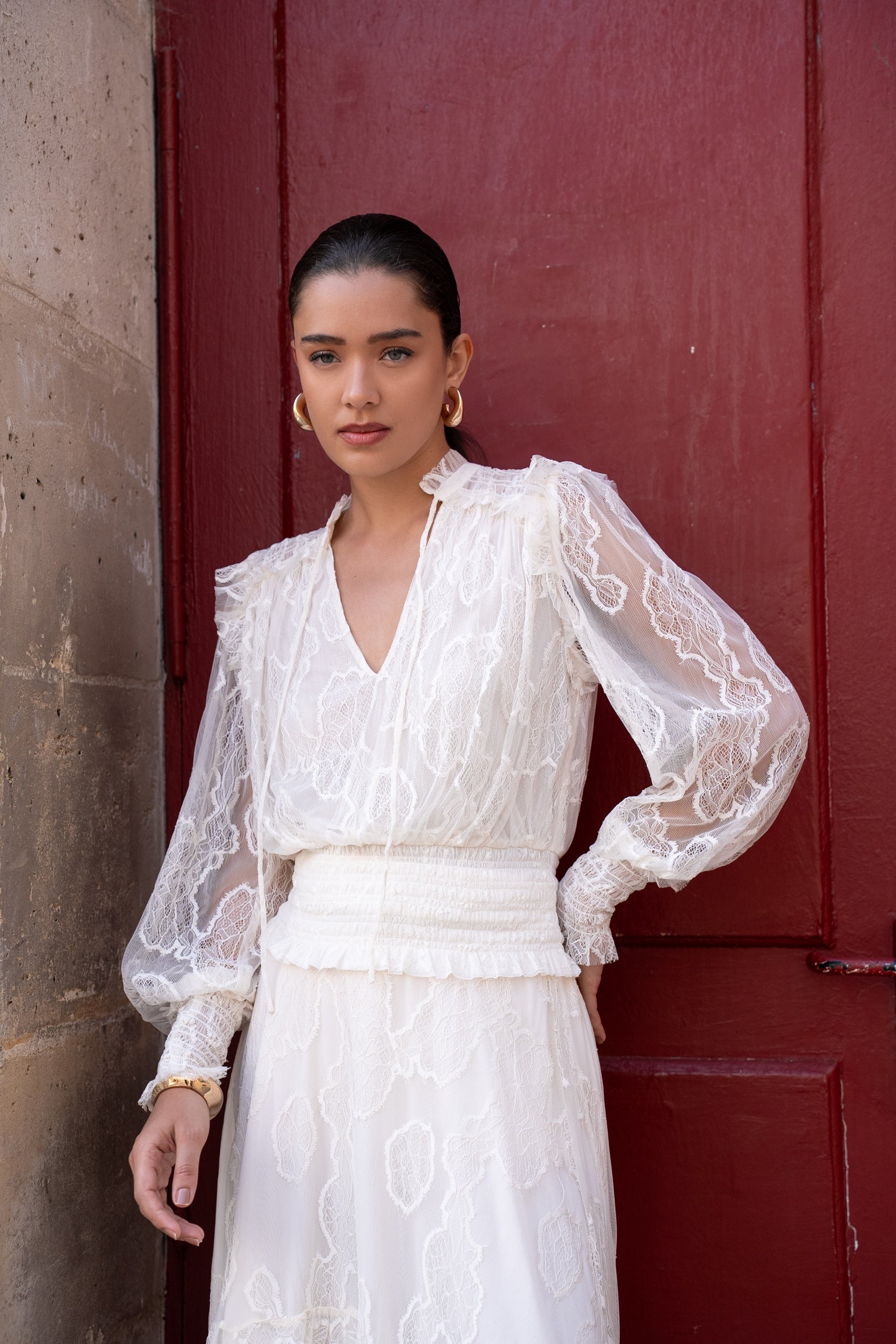 Blouse en dentelle smockée September