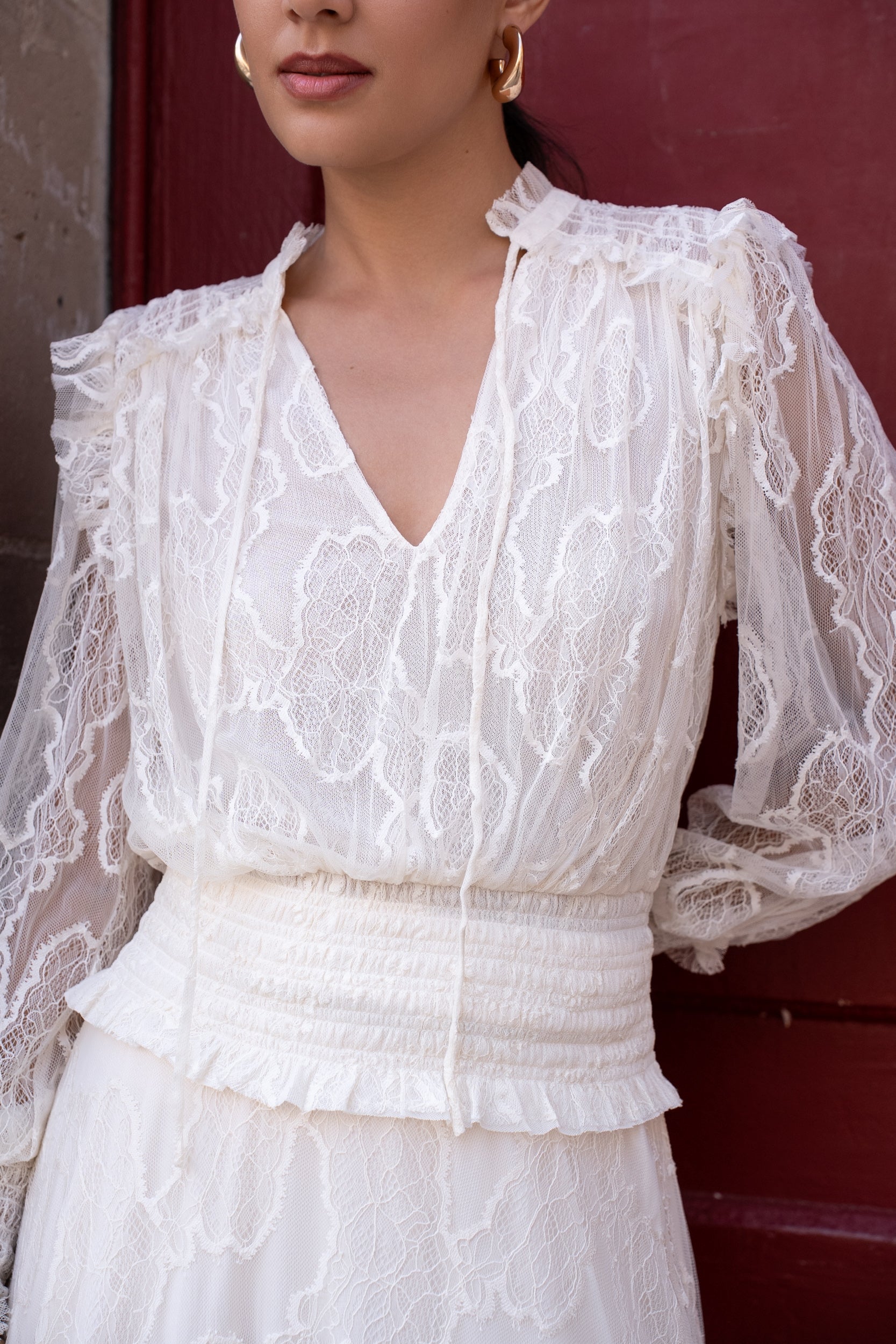 Blouse en dentelle smockée September