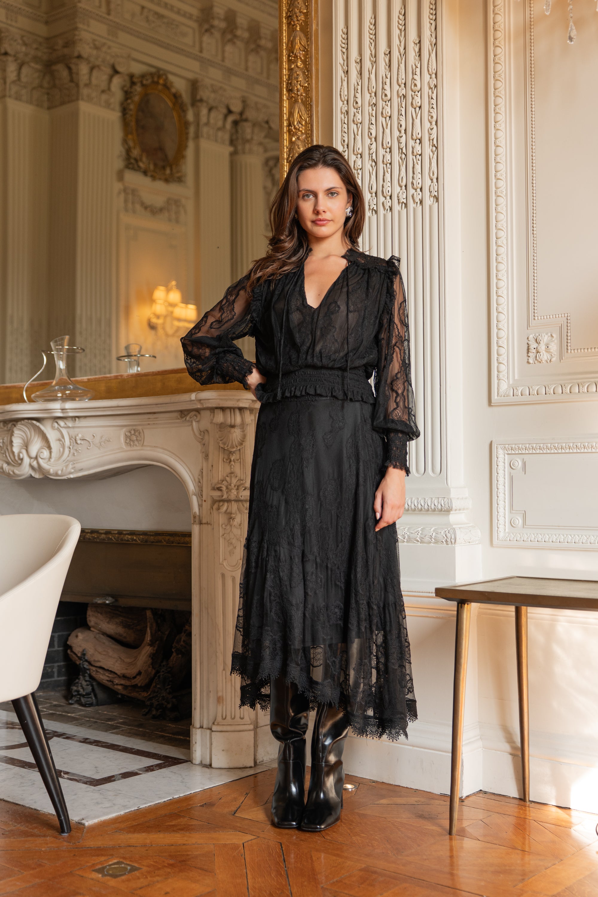 Blouse en dentelle smockée September