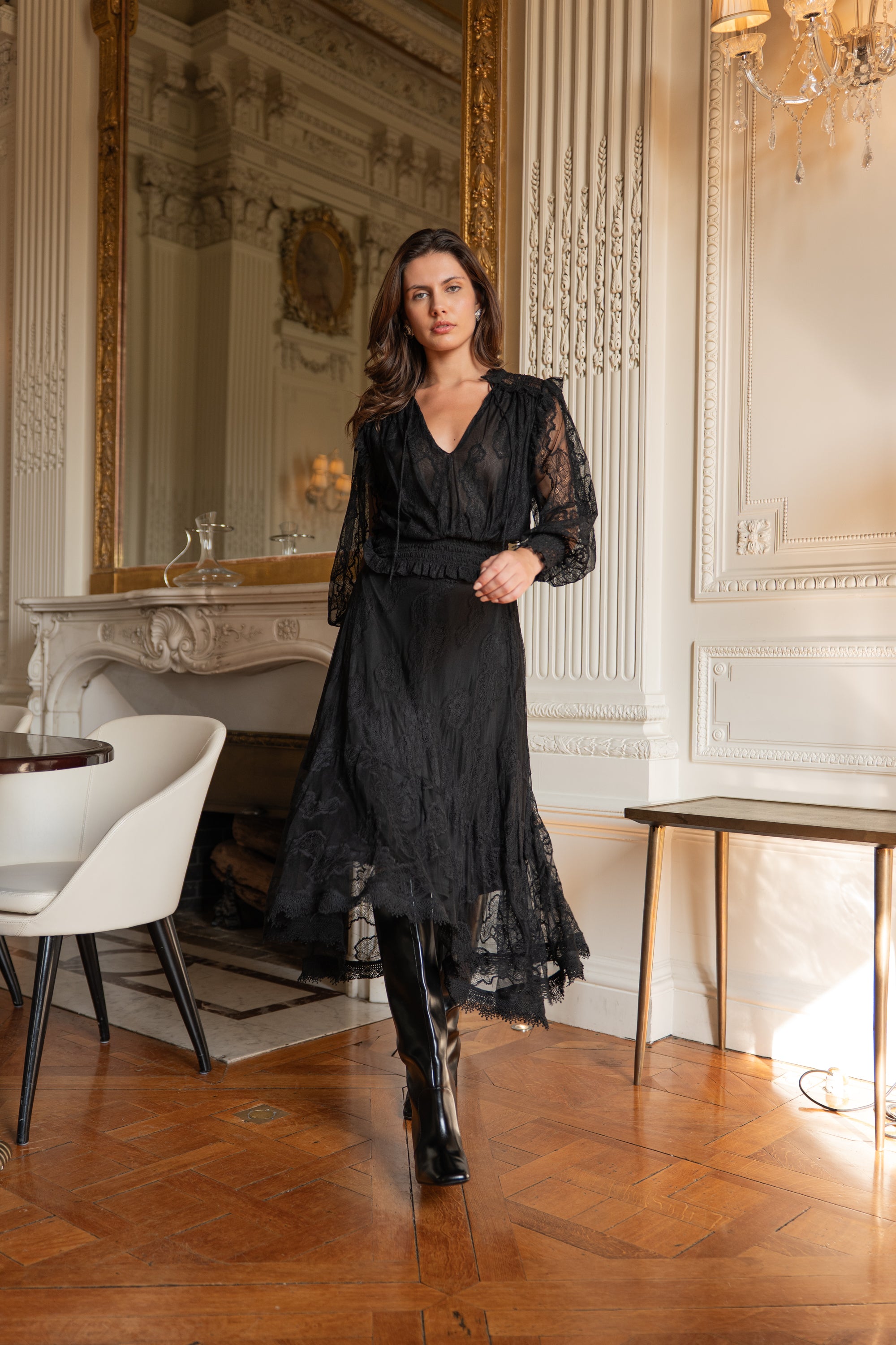 Jupe asymétrique September en dentelle