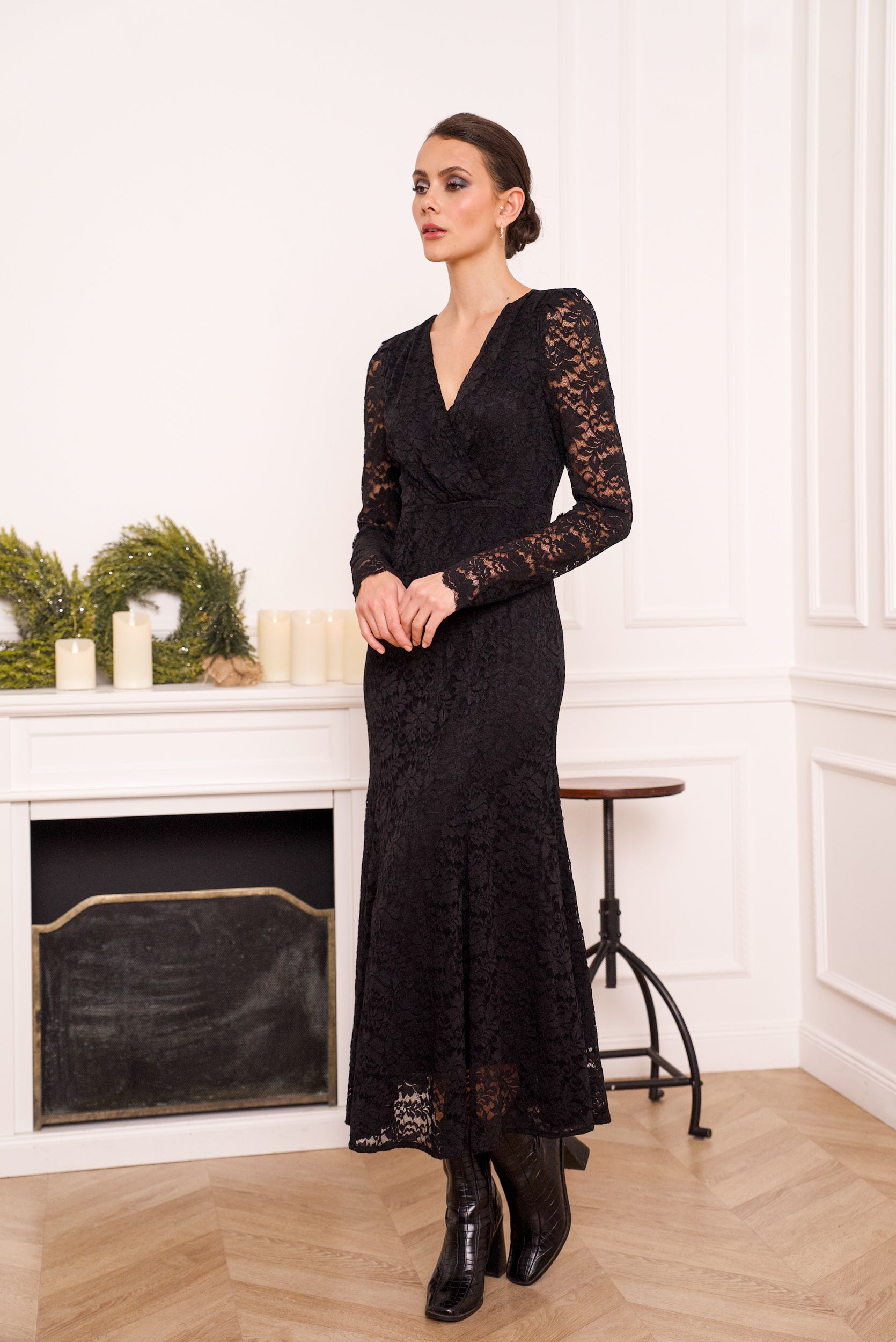 Robe midi en dentelle