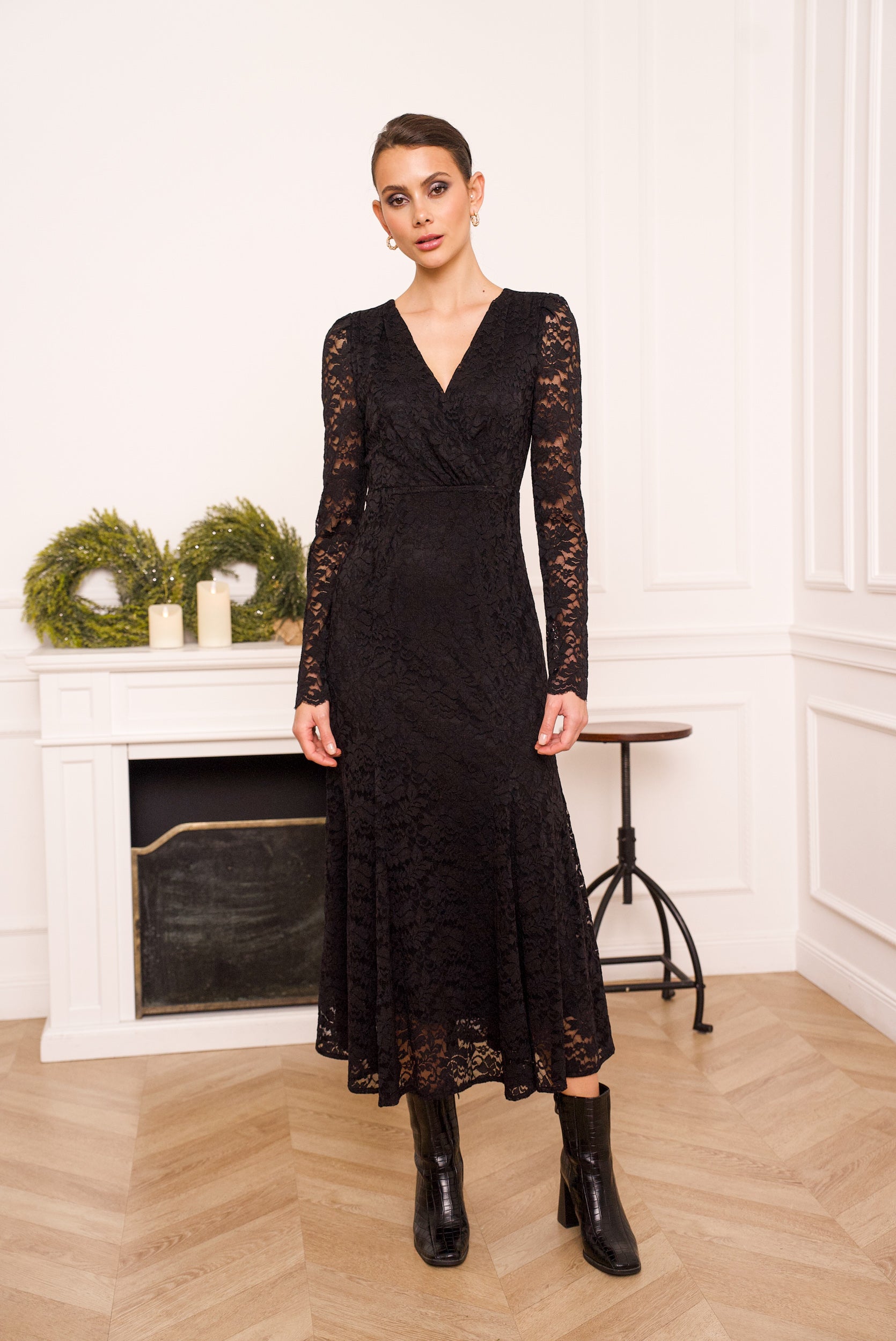 Robe midi en dentelle