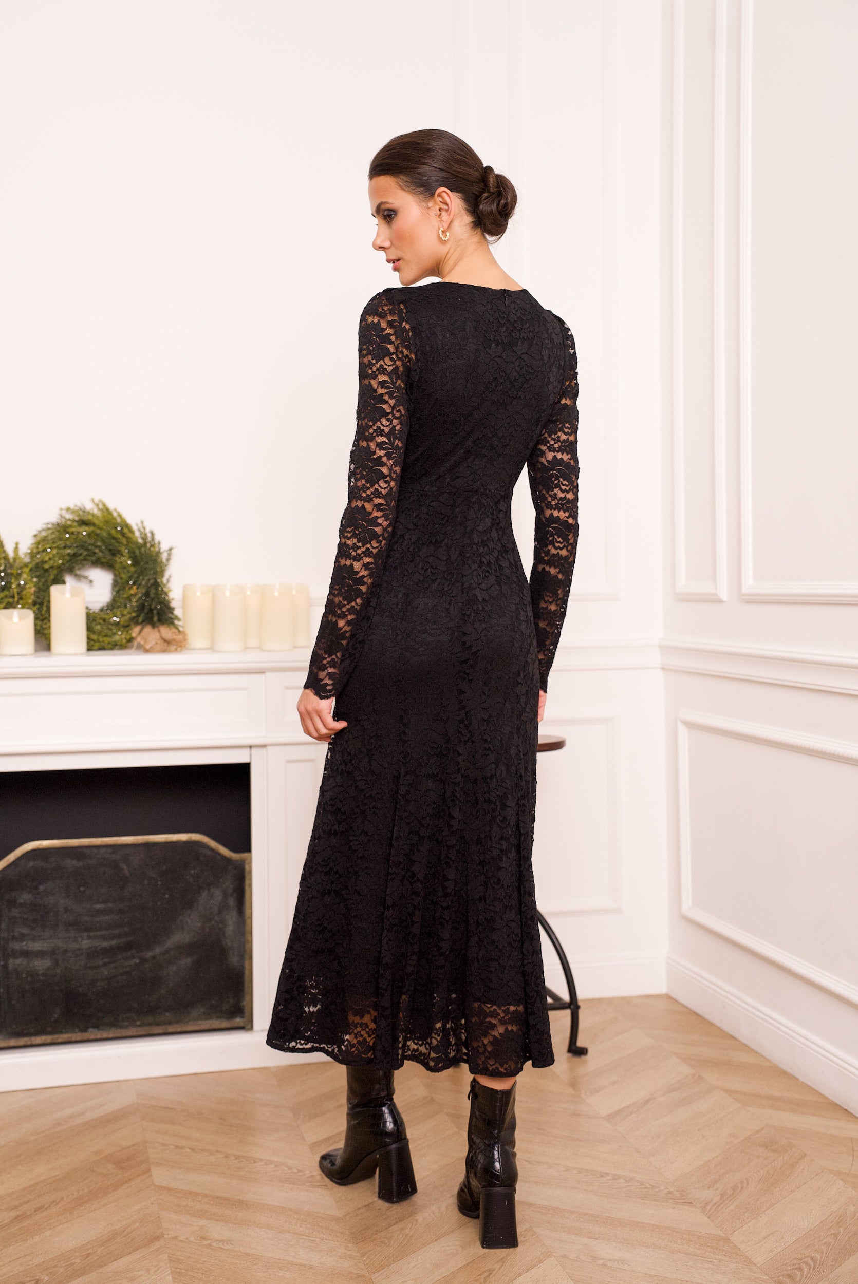 Robe midi en dentelle