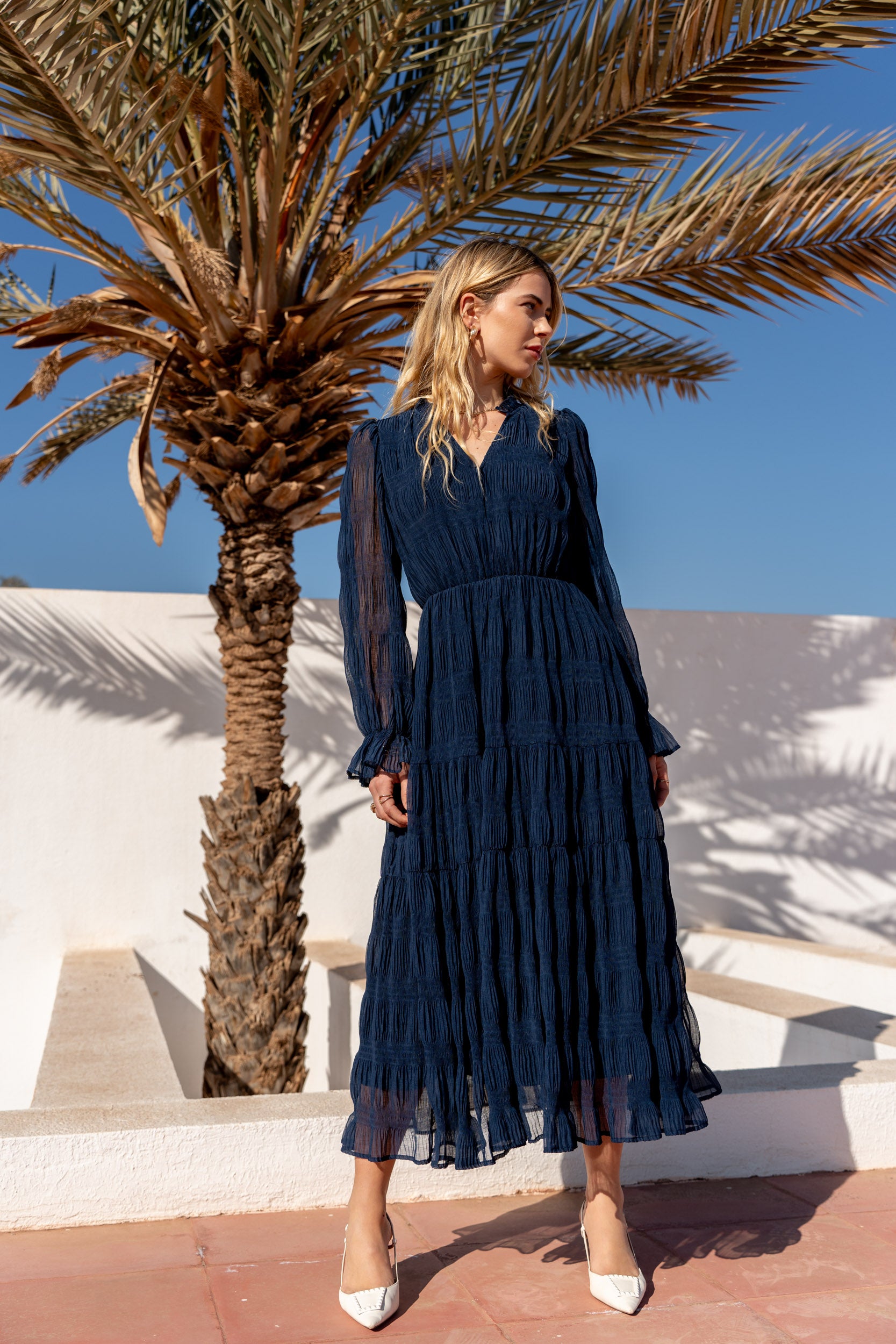 Robe longue froncée Simone