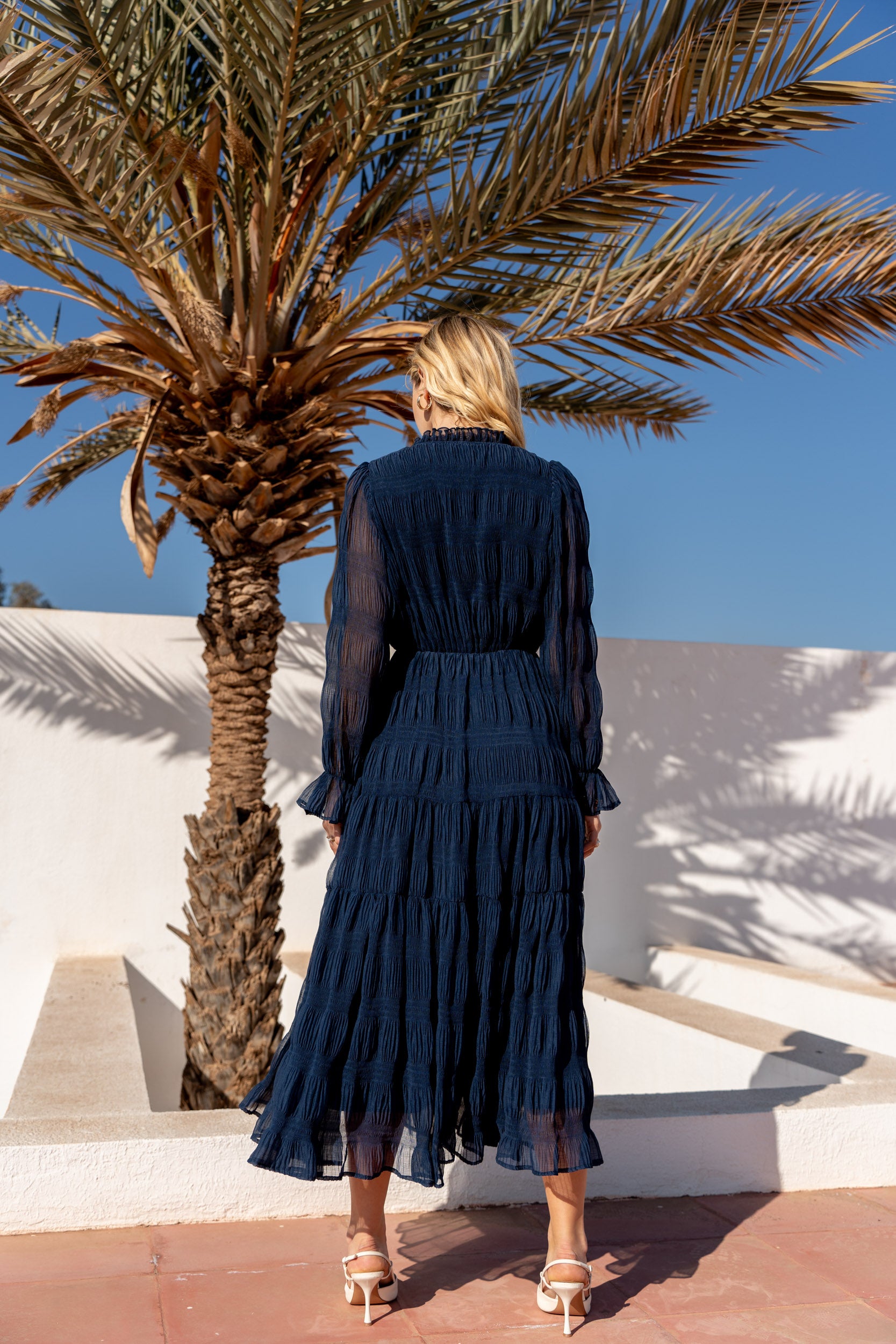 Robe longue froncée Simone