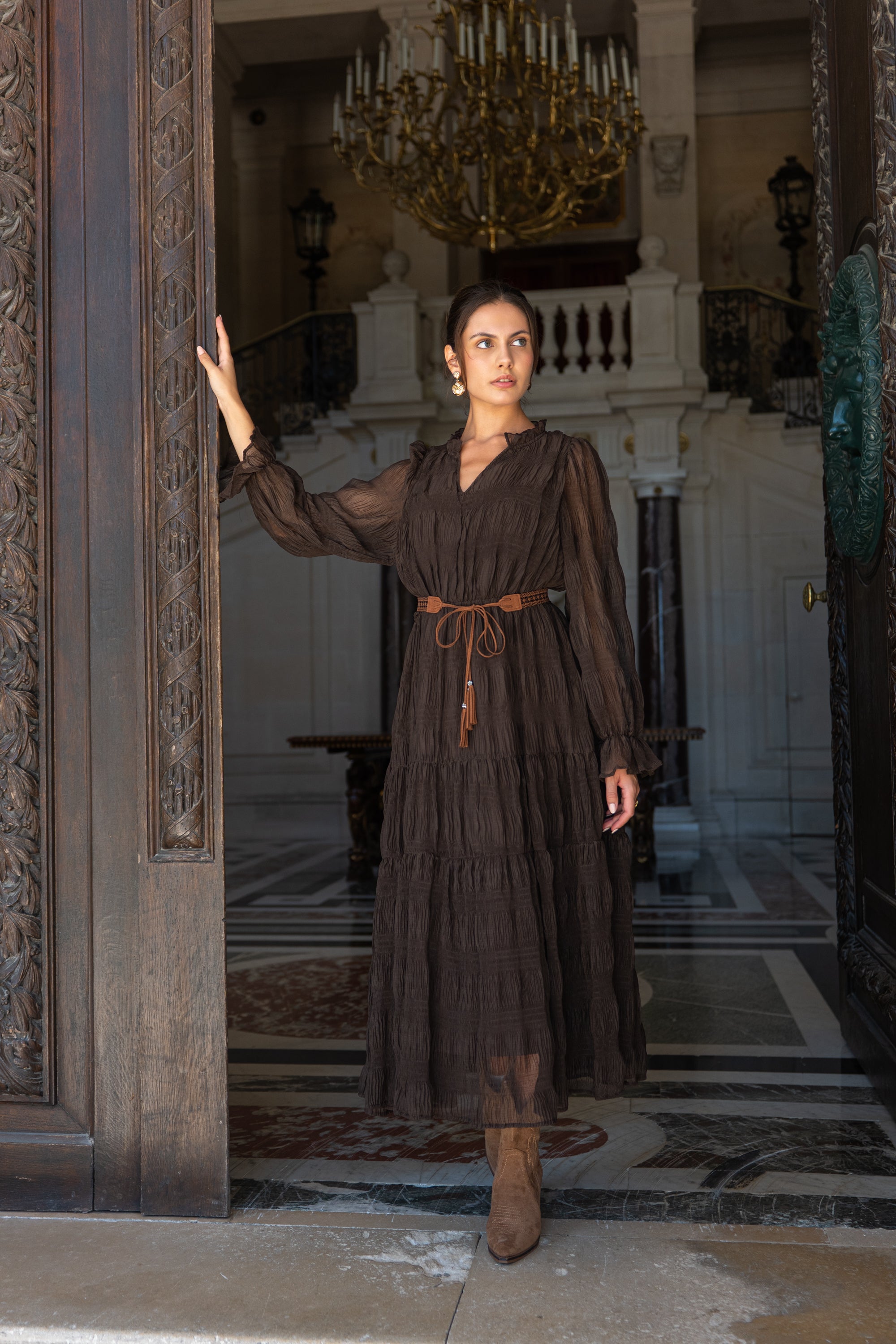 Robe longue froncée Simone