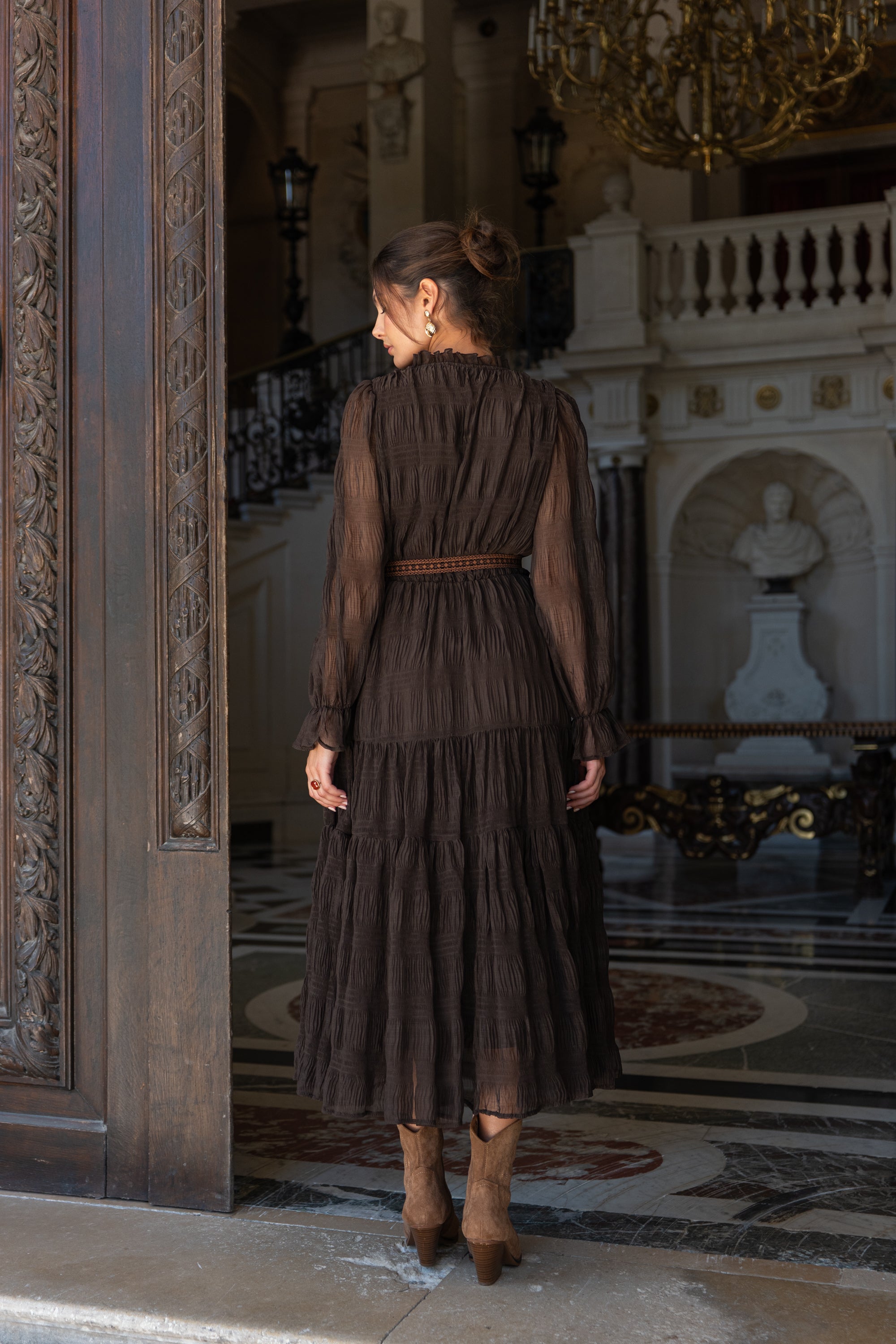 Robe longue froncée Simone