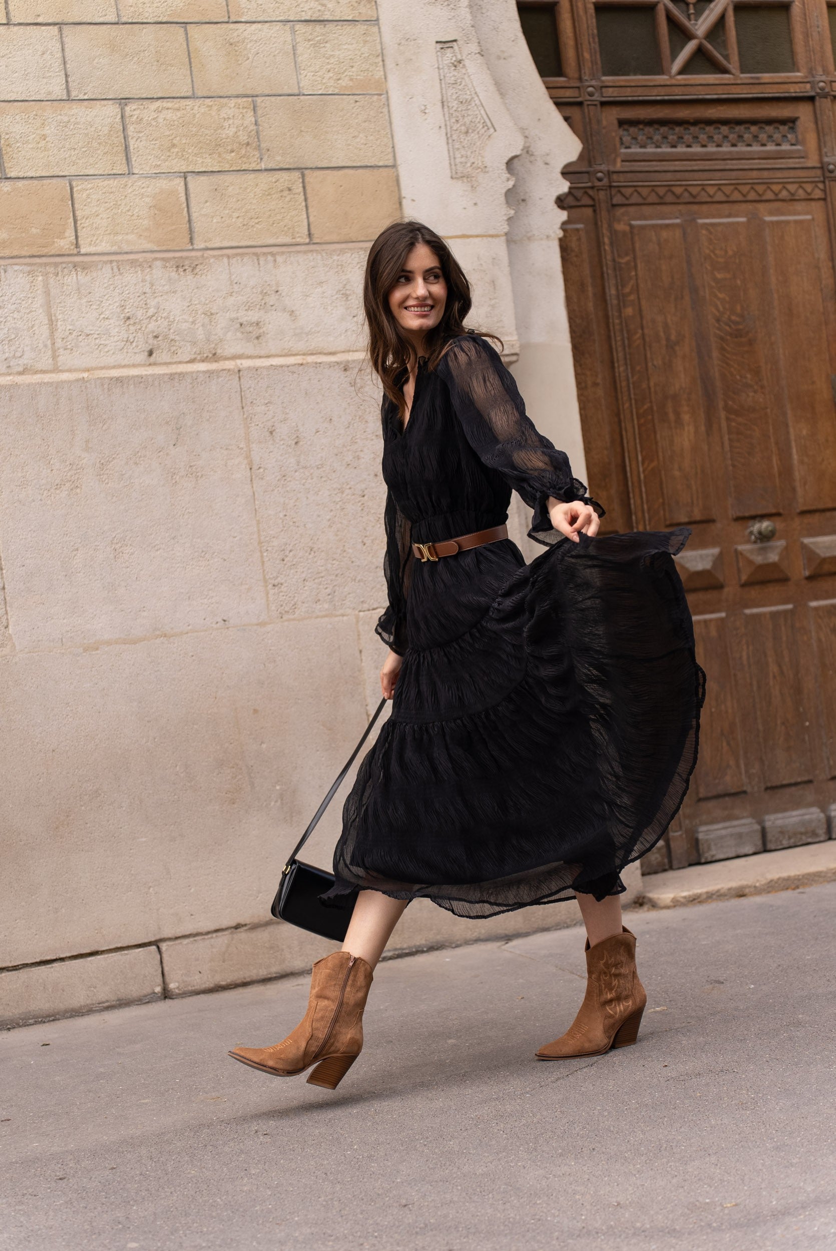 Robe longue froncée Simone
