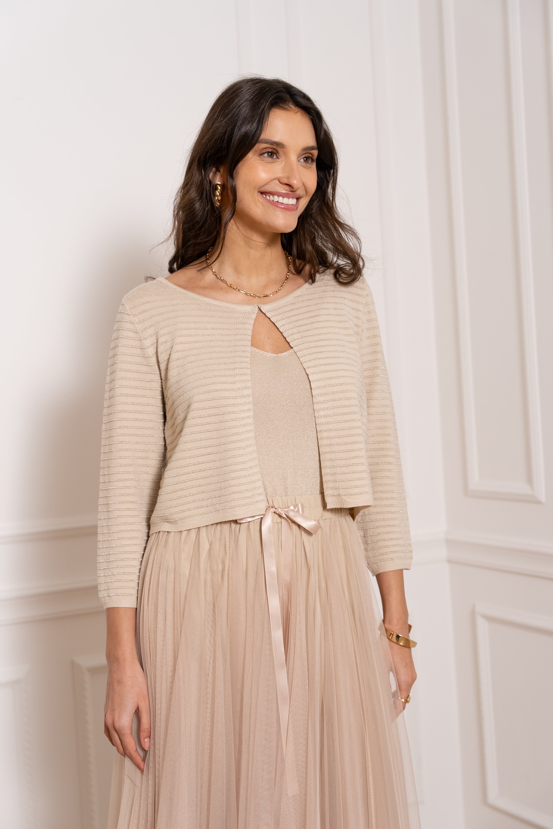 Gilet boléro Eve en maille fine lurex