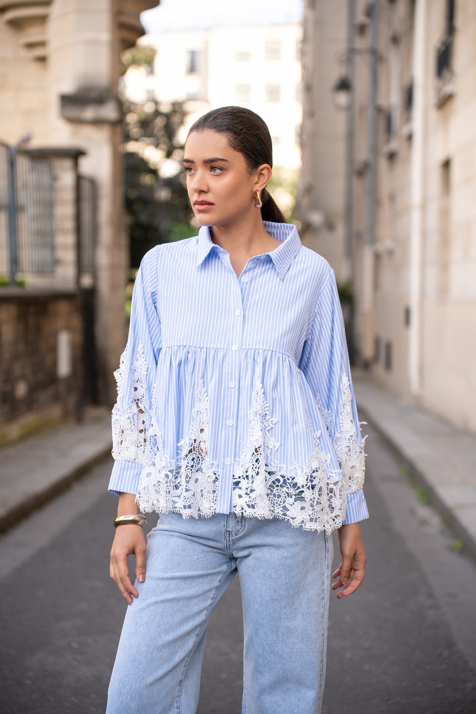 Chemise Aimie coton et guipure