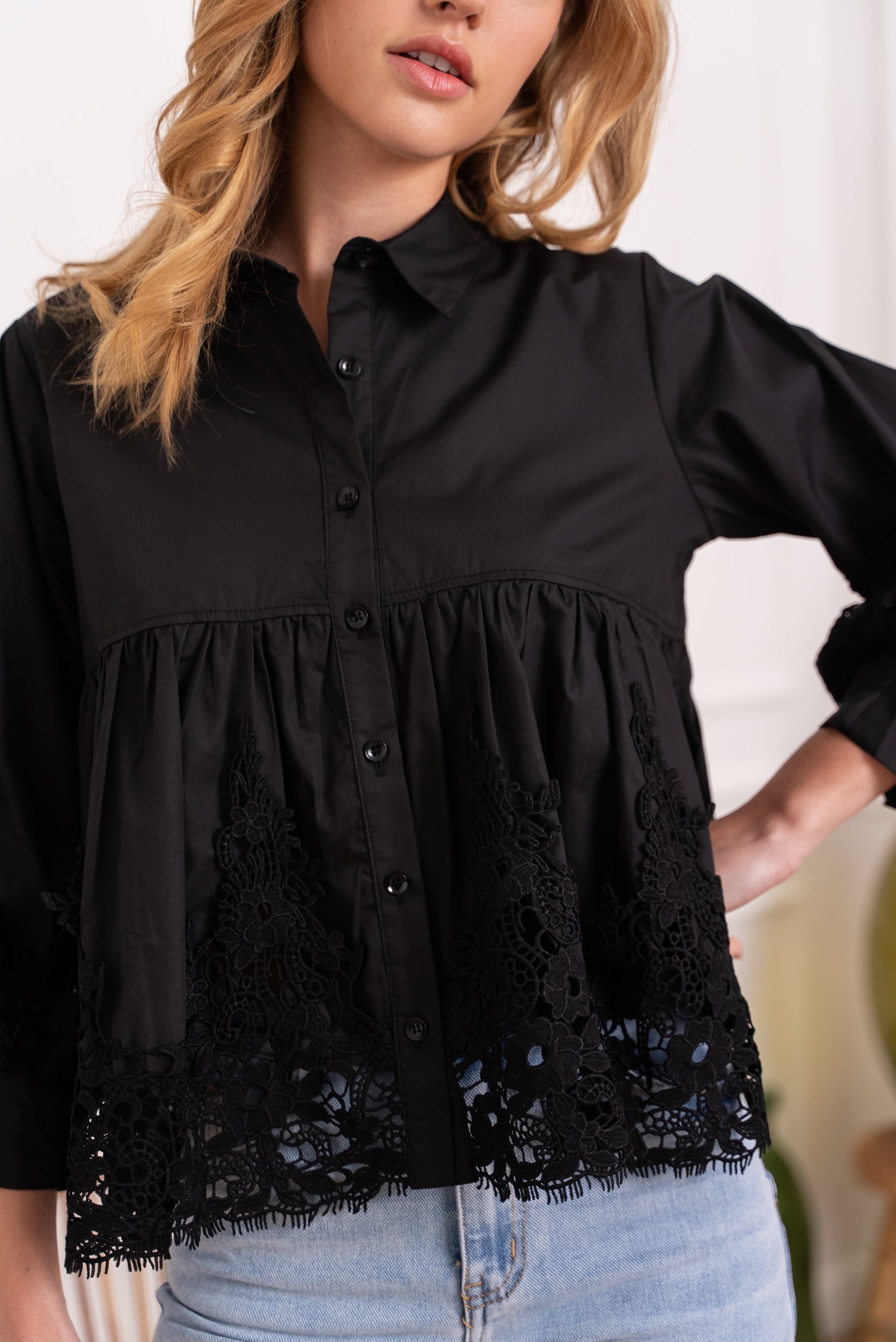 Chemise Aimie coton et guipure