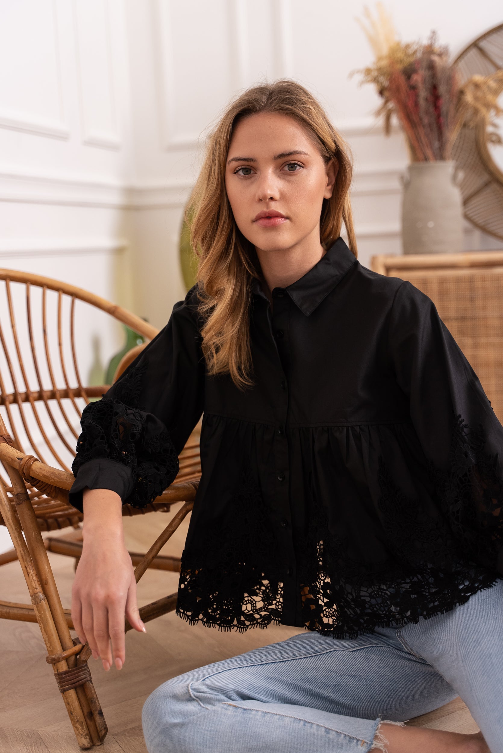 Chemise Aimie coton et guipure