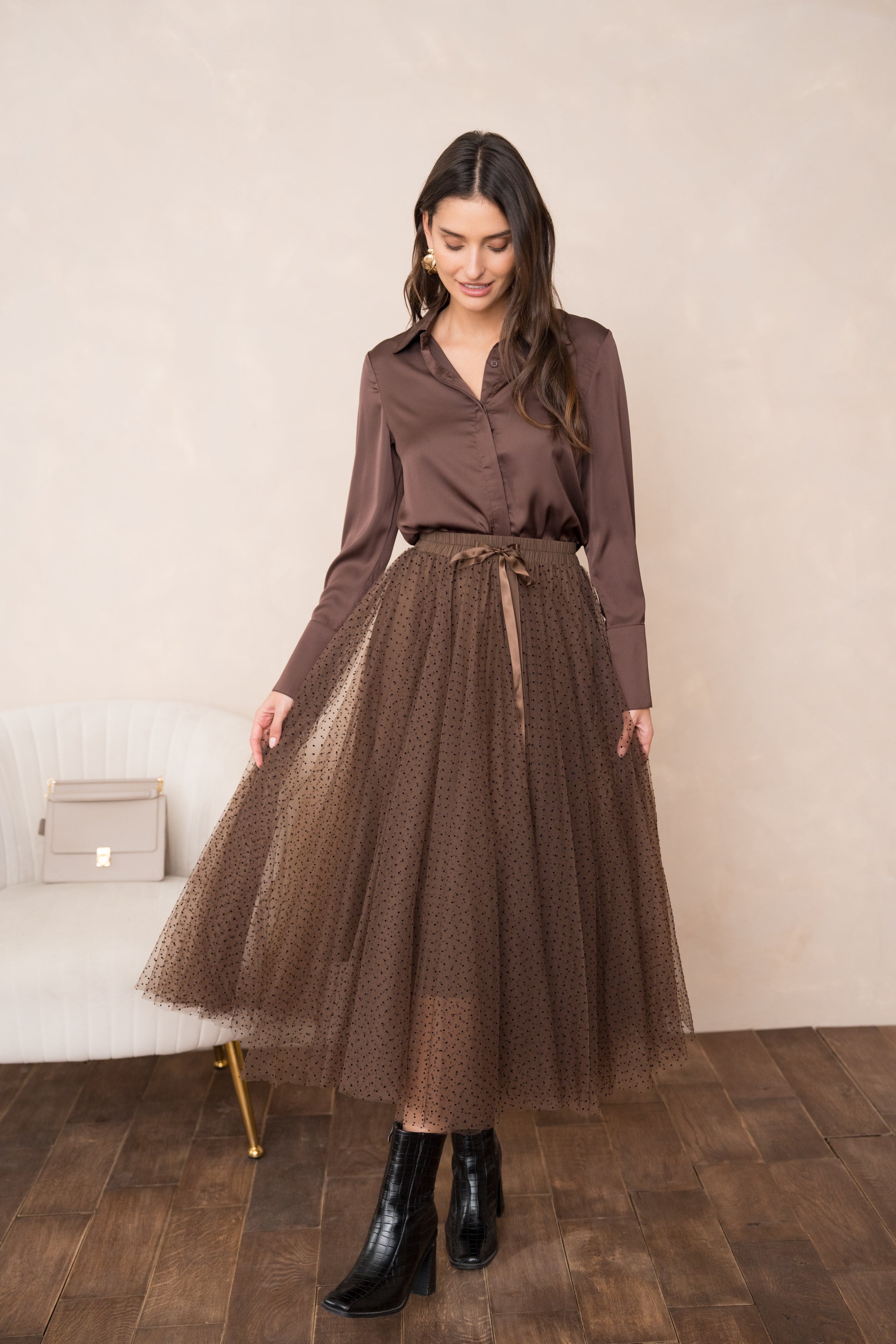 Jupe Aria en tulle plumetis à pois
