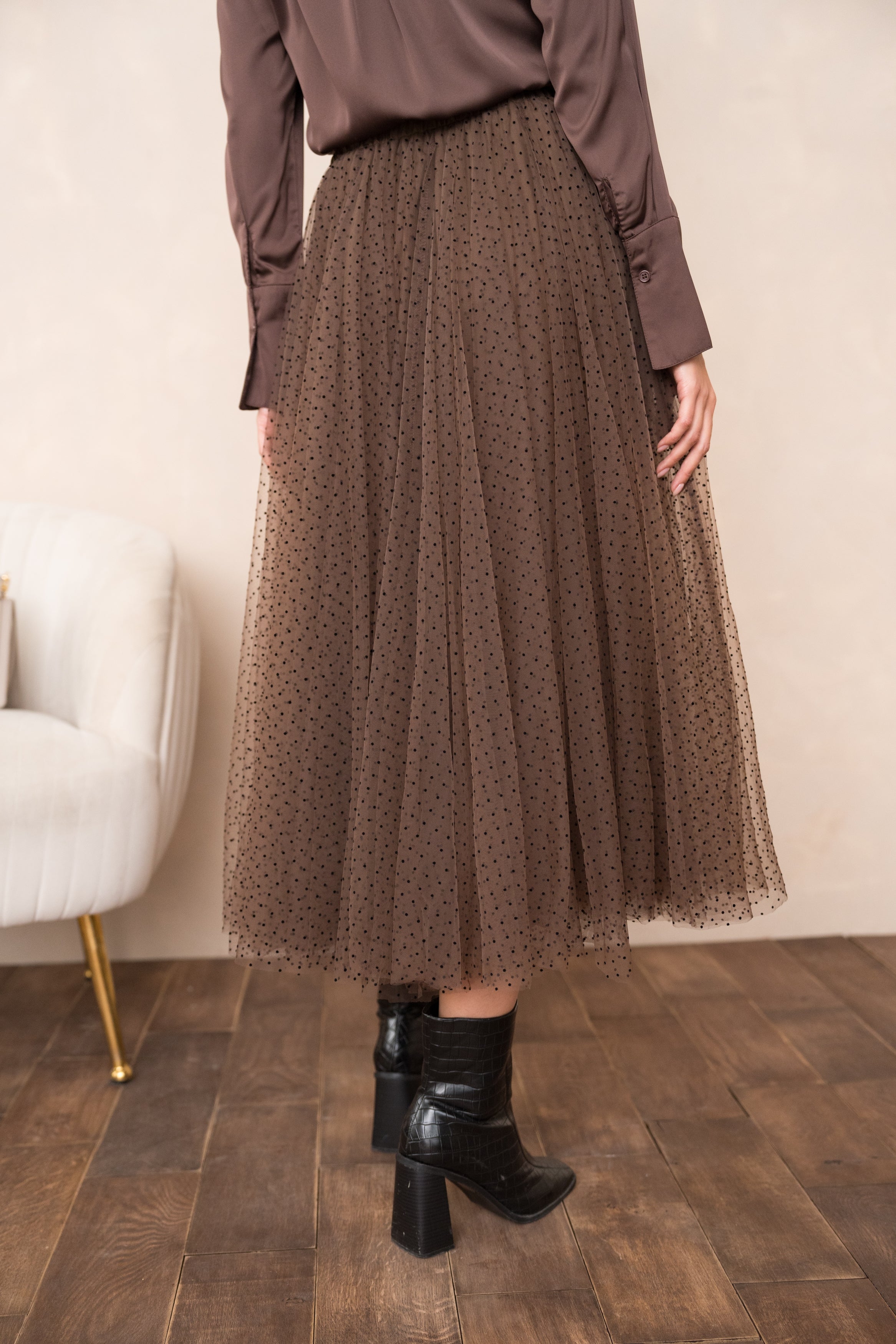 Jupe Aria en tulle plumetis à pois