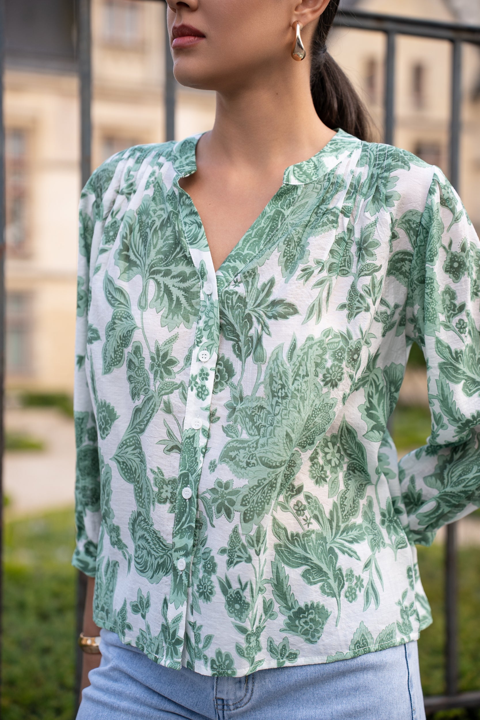 Chemise Eléna en soie imprimée fleurie