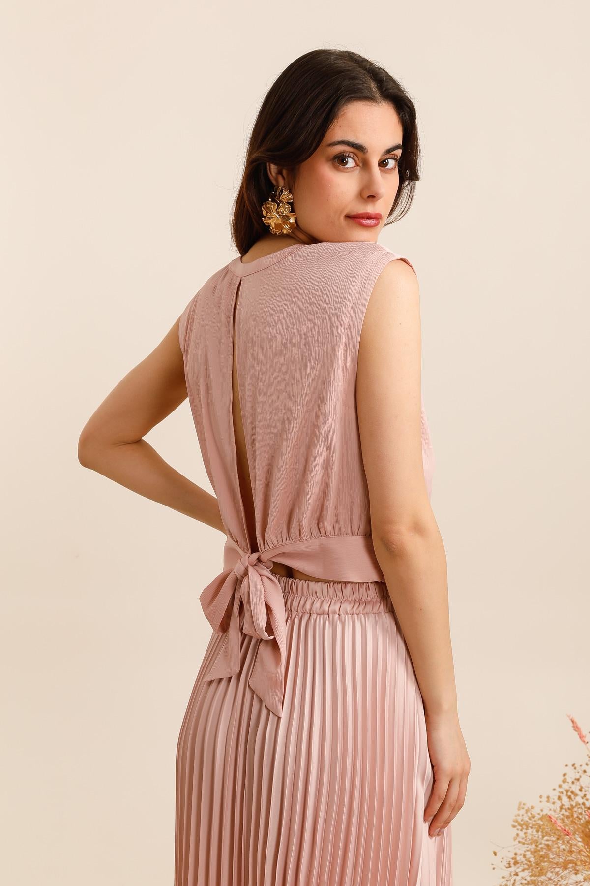 Crop-top soyeux Maguie noeud au dos