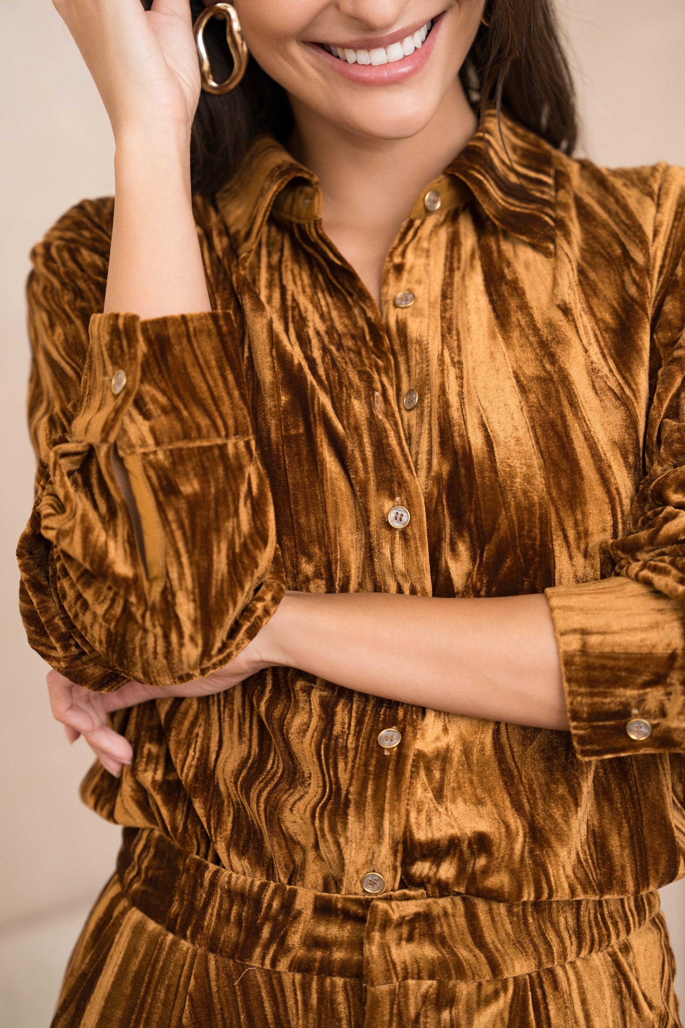 Chemise oversize Georgia en velours froissé