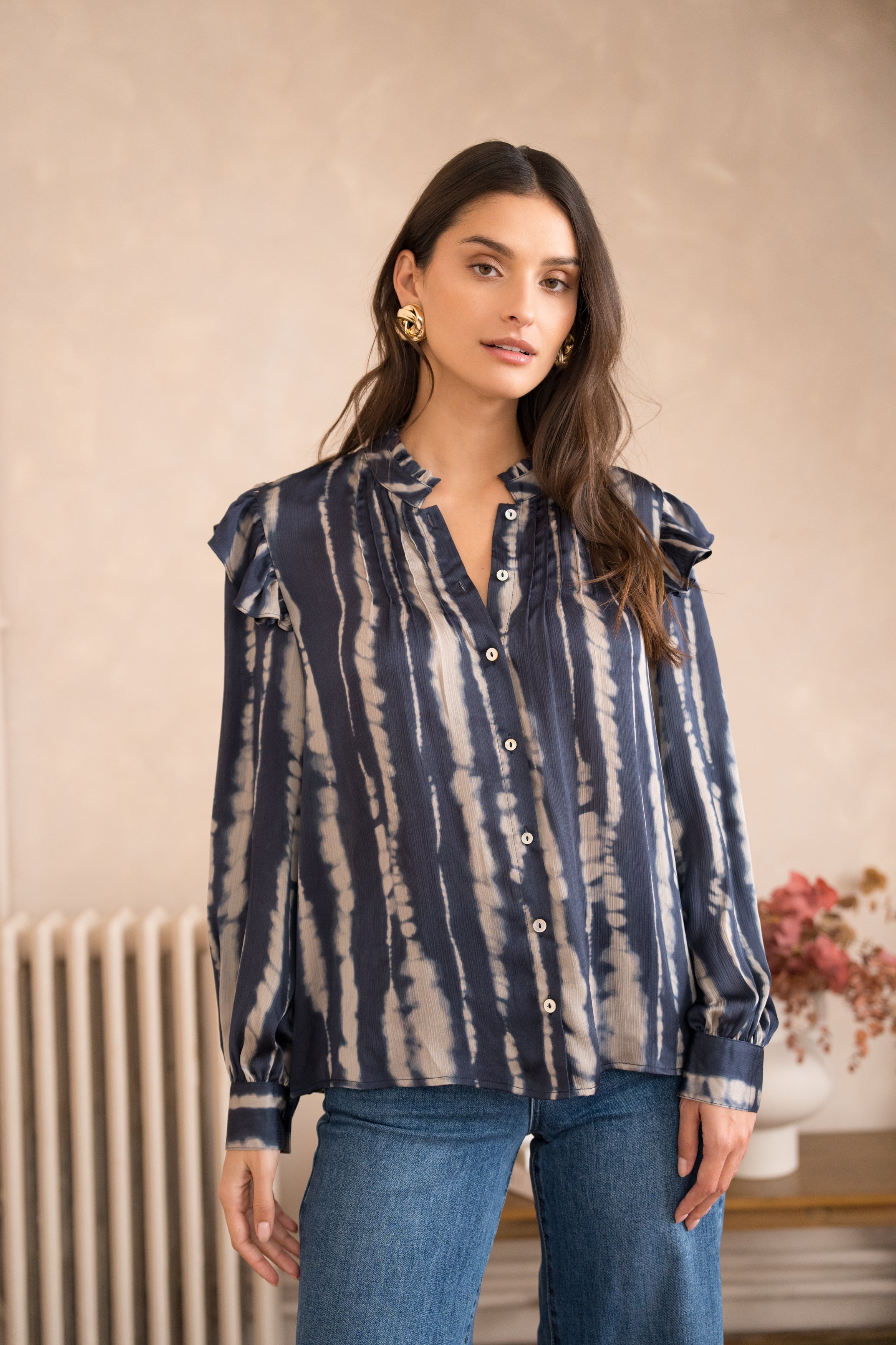 Blouse Jane satinée en imprimé tie-dye