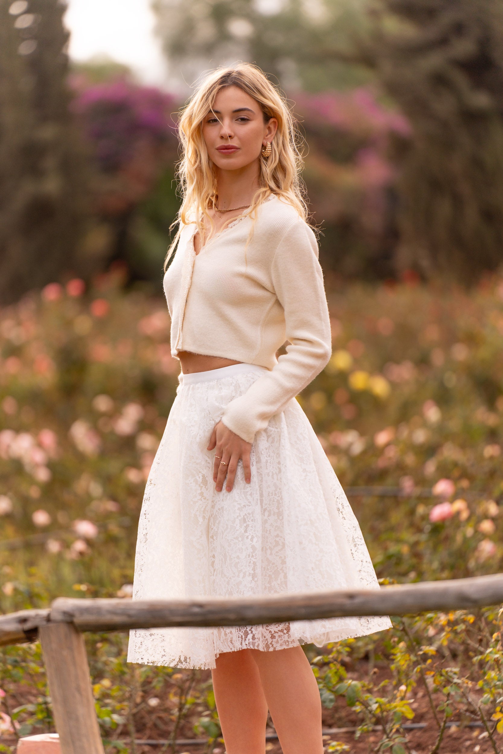 Gilet Molly maille et dentelle sur le col