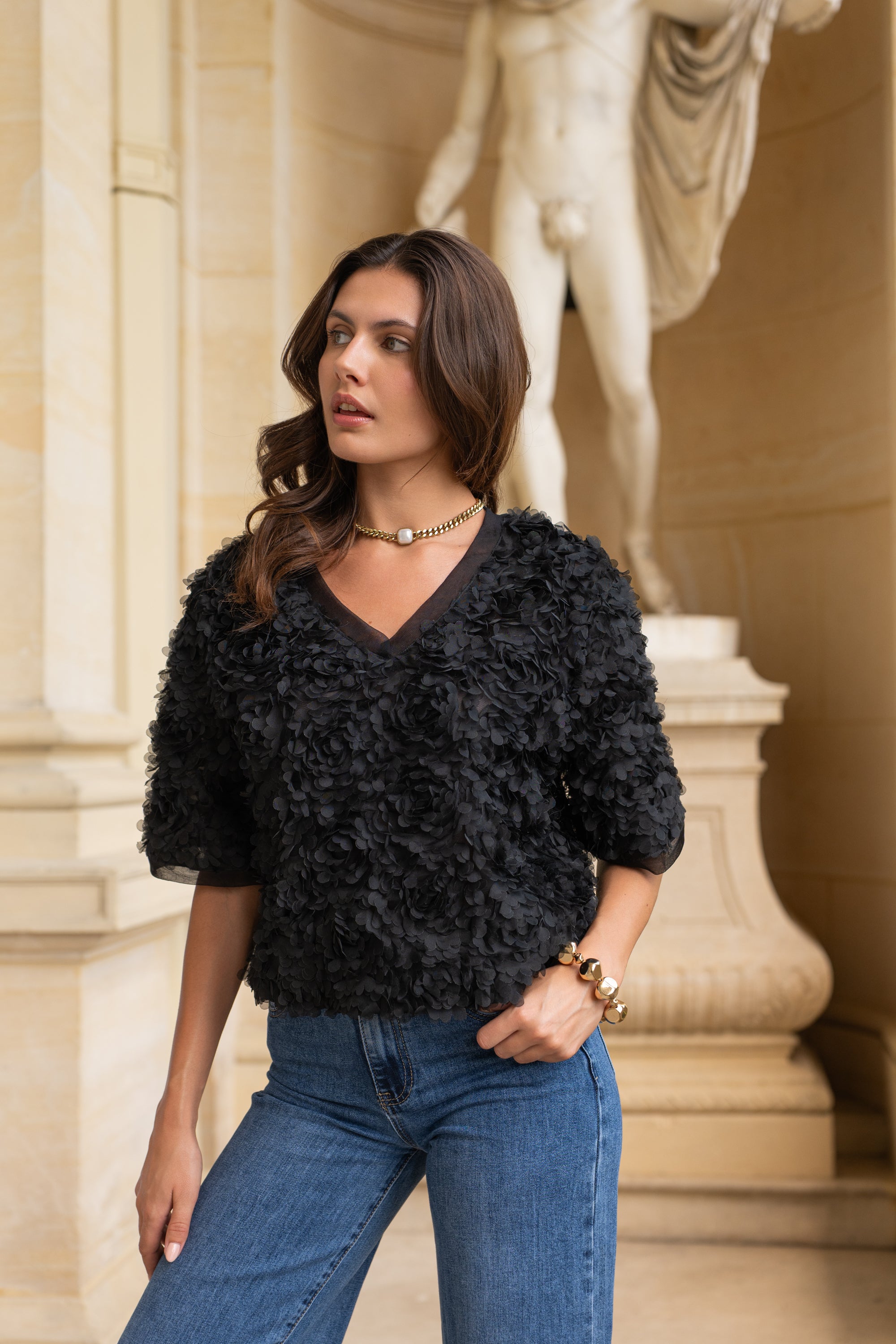 Blouse Sammy texturée à rosace