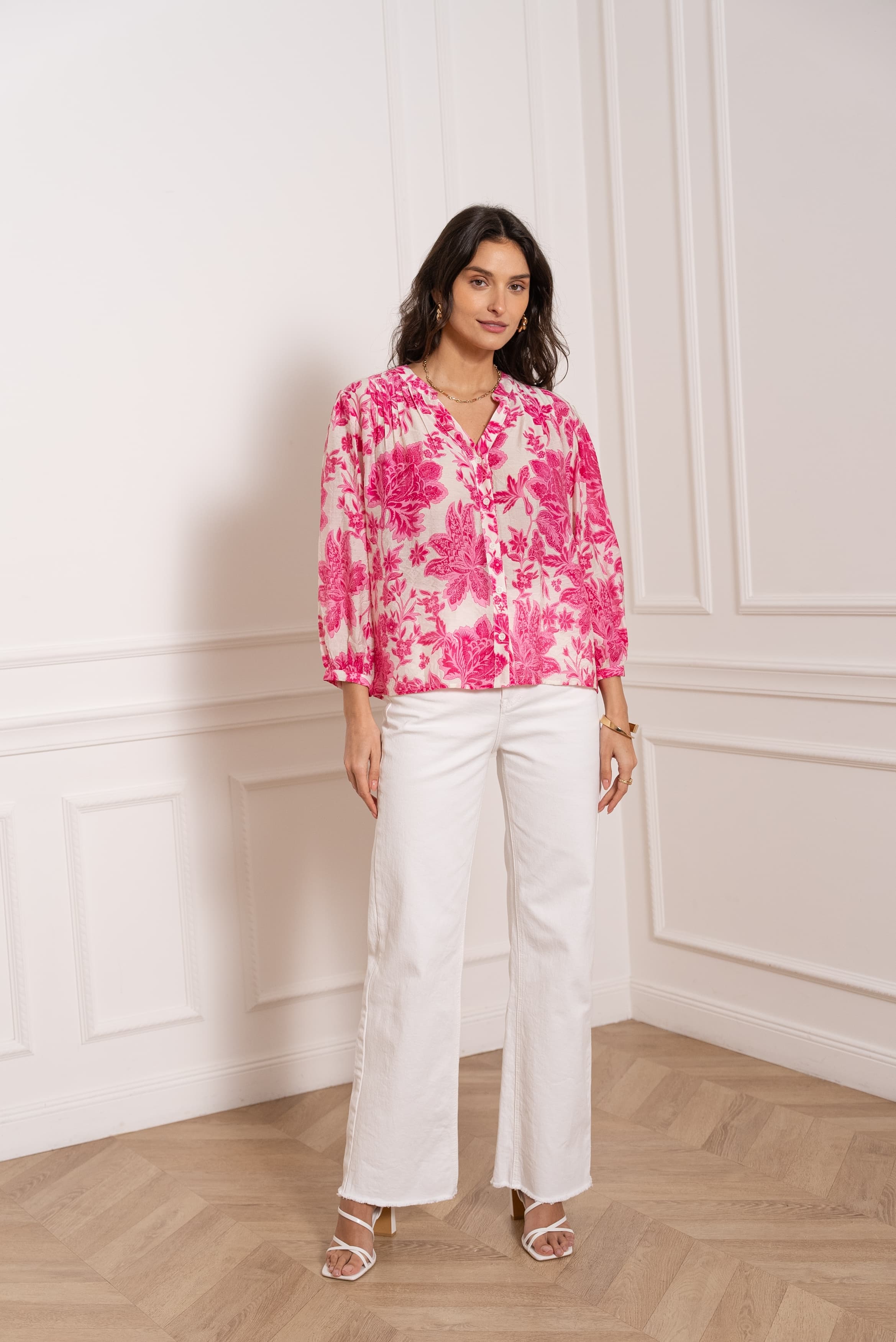 Chemise Eléna en soie imprimée fleurie