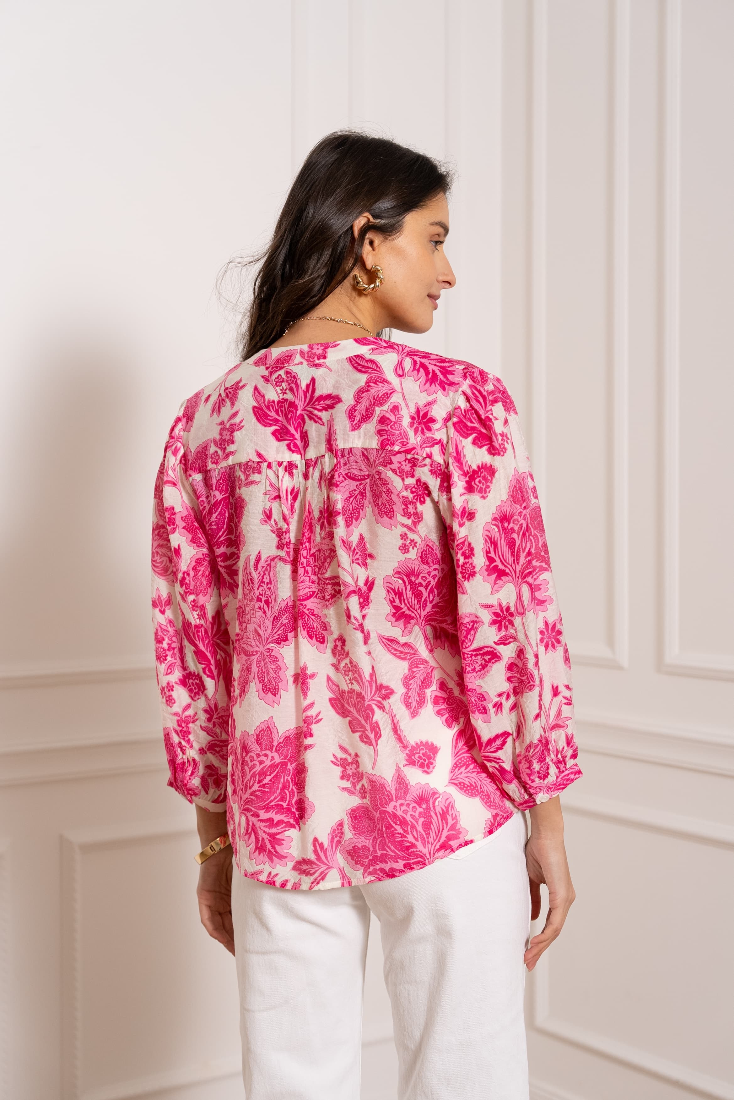 Chemise Eléna en soie imprimée fleurie