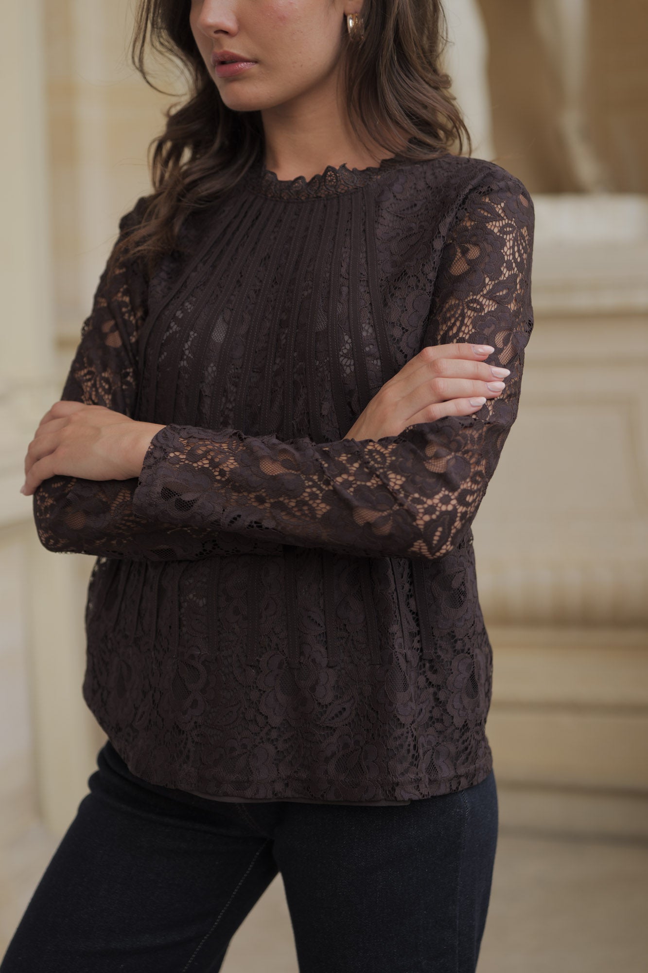Blouse Tiffany en dentelle à bordures