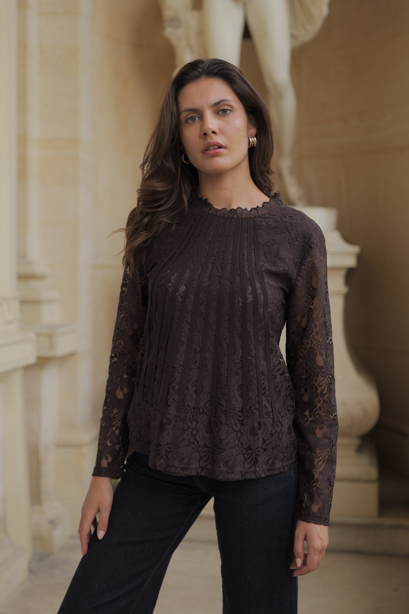 Tiffany lace blouse with borders