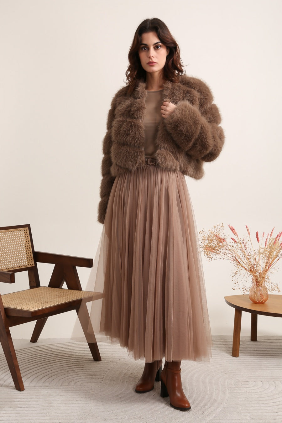Veste courte en fausse fourrure Paula